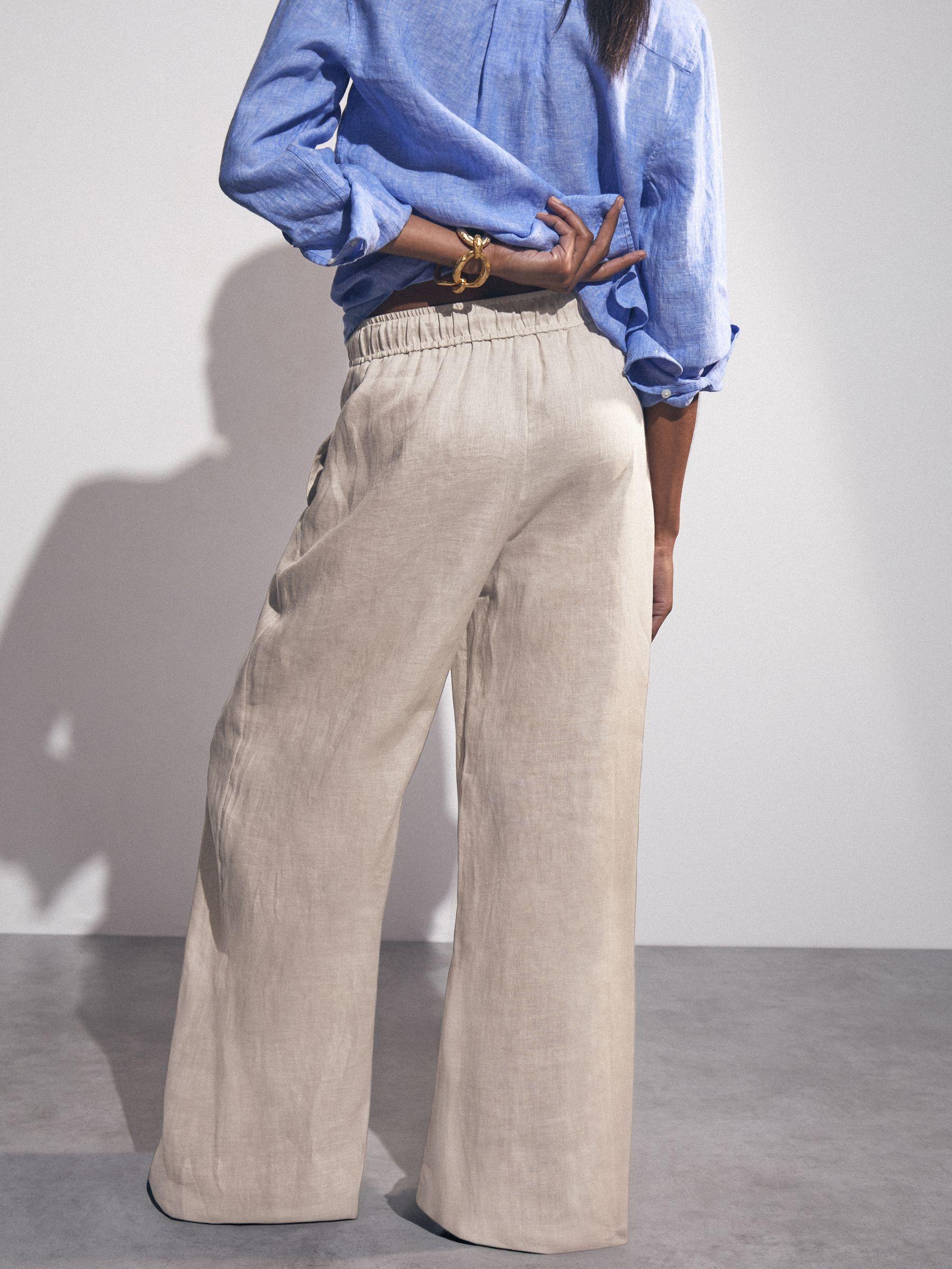 Petite Side Button Wide Leg Jeans in Cream Product Image