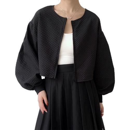 Lantern-Sleeve Plain Argyle Jacket Product Image