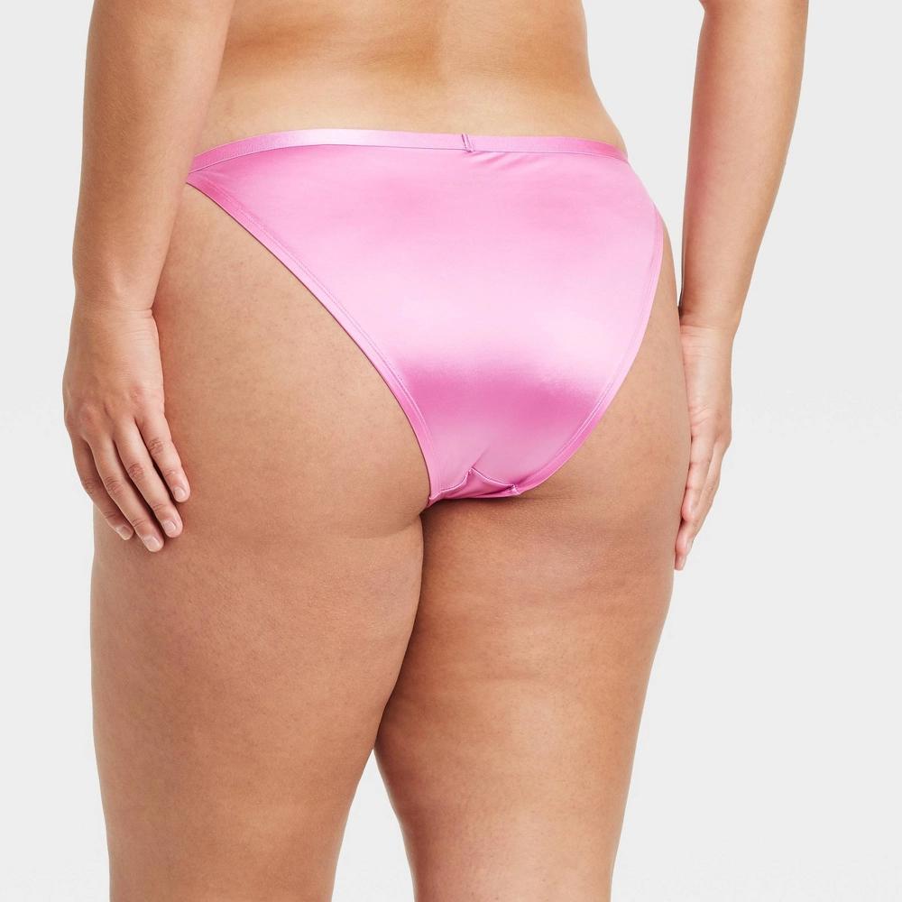 Womens Satin Cheeky Underwear - Auden Dahlia 1X: Plus Size Lingerie, Low Rise, Cotton Gusset, Pull-On Style Product Image