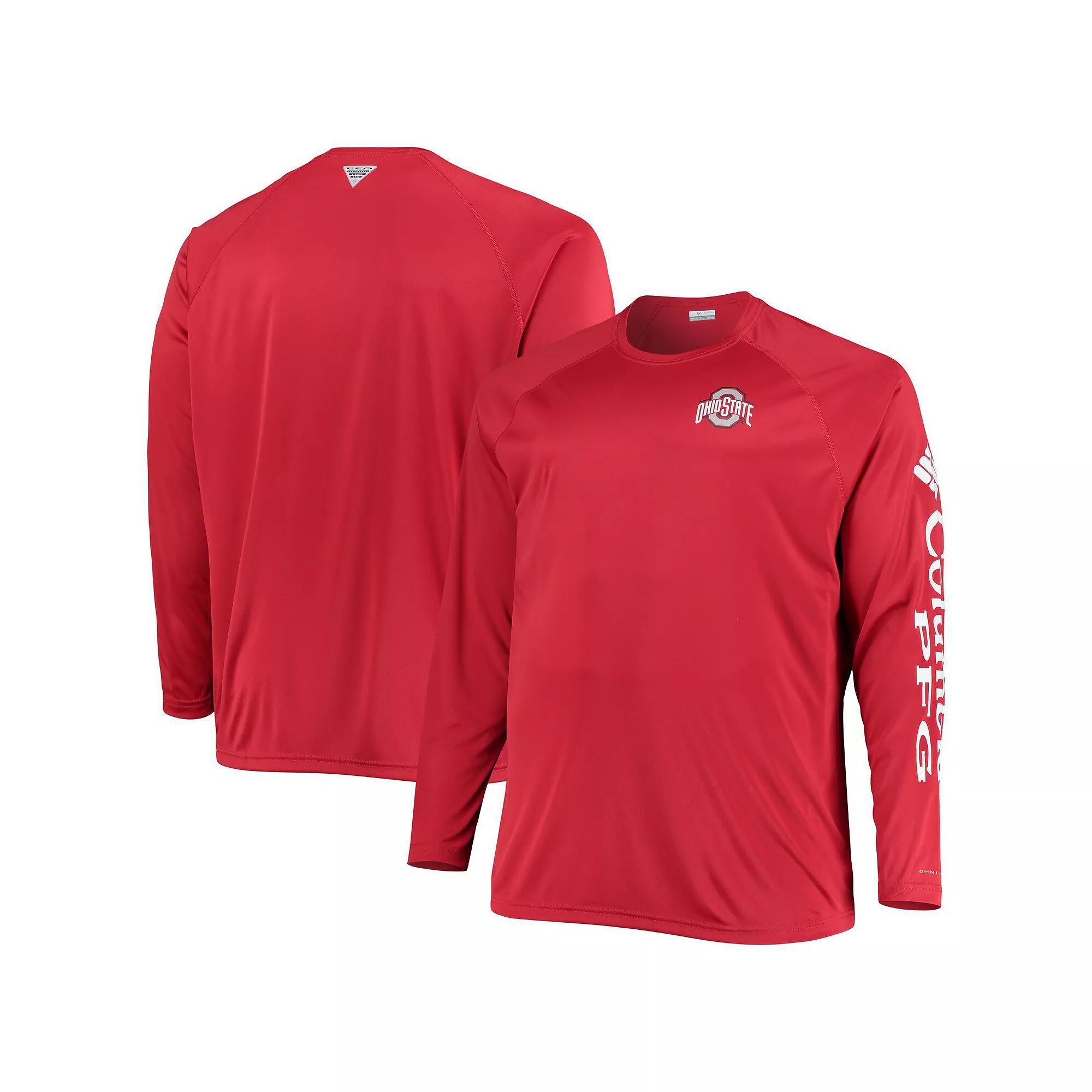 Men's Columbia Scarlet Ohio State Buckeyes Big & Tall Terminal Tackle Raglan Omni-Shade Long Sleeve T-Shirt, Size: 2XB, Red Product Image