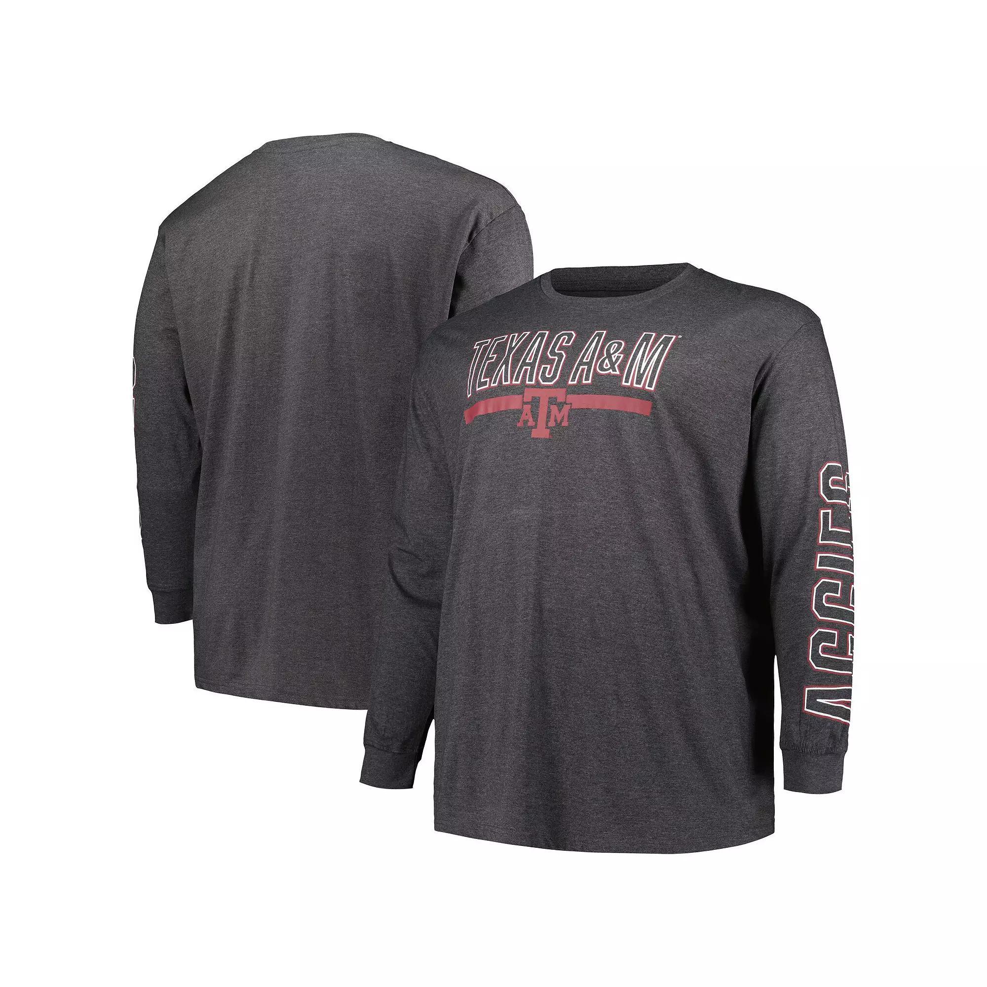 Men's Profile Heather Charcoal Texas A&M Aggies Big & Tall Two-Hit Graphic Long Sleeve T-Shirt, Size: 2XB Product Image