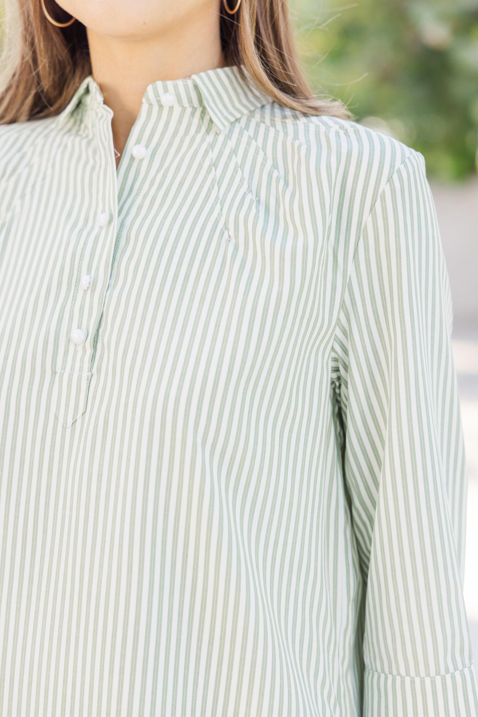 In Plain Sight Olive Green Striped Dress Female Product Image