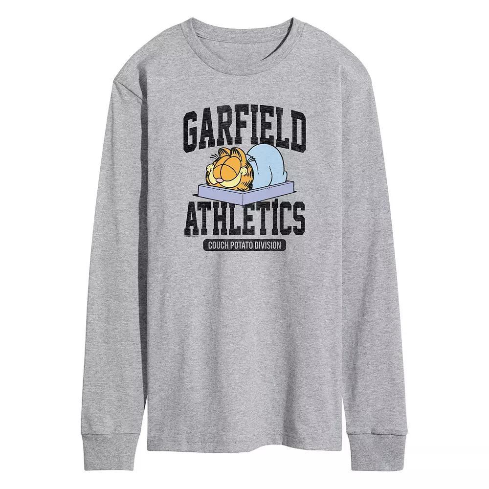 Mens Garfield Athletics Couch Potato Long Sleeve Graphic Tee Grey Gray Product Image