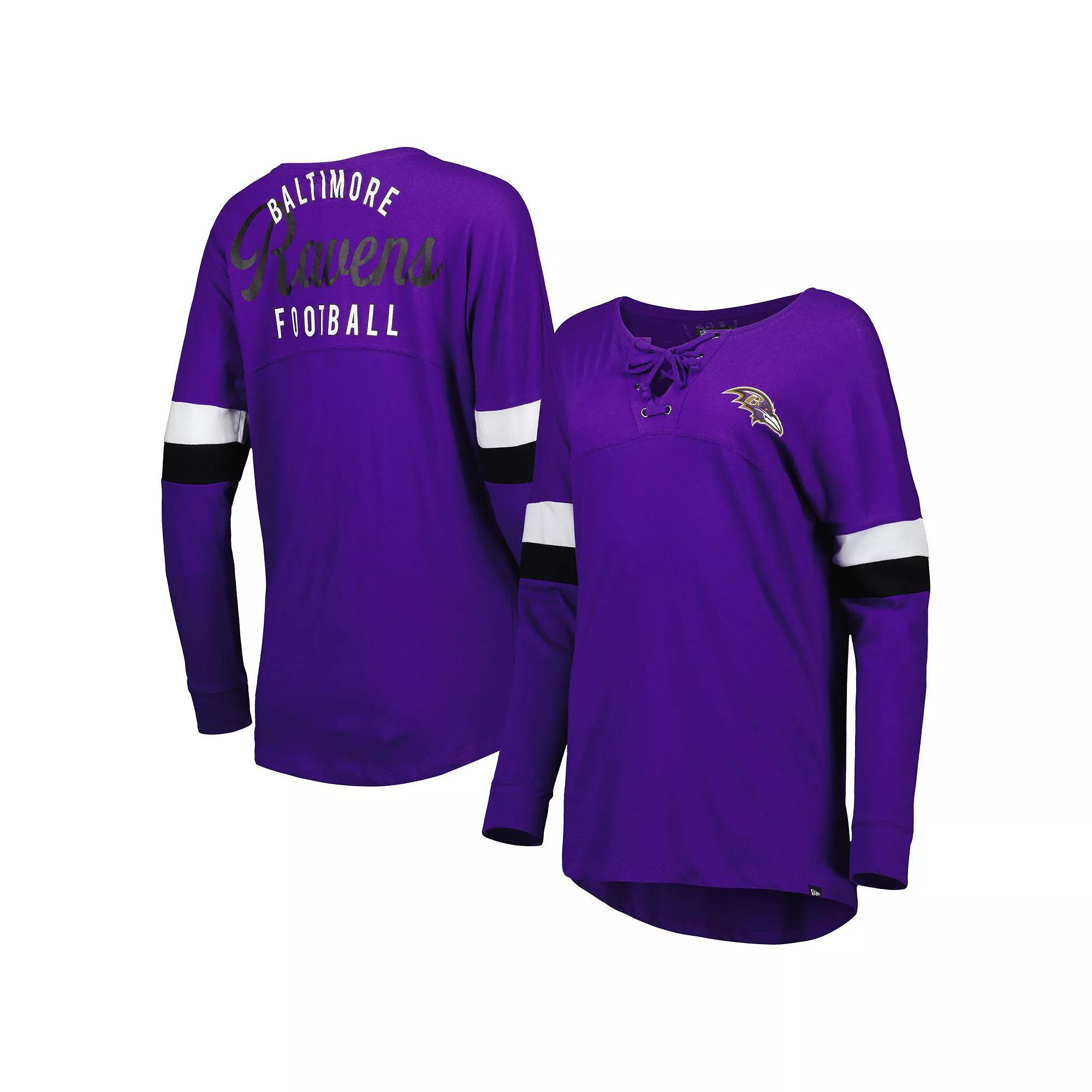 Women's New Era  Purple Baltimore Ravens Athletic Varsity Lightweight Lace-Up Long Sleeve T-Shirt, Size: 2XL Product Image