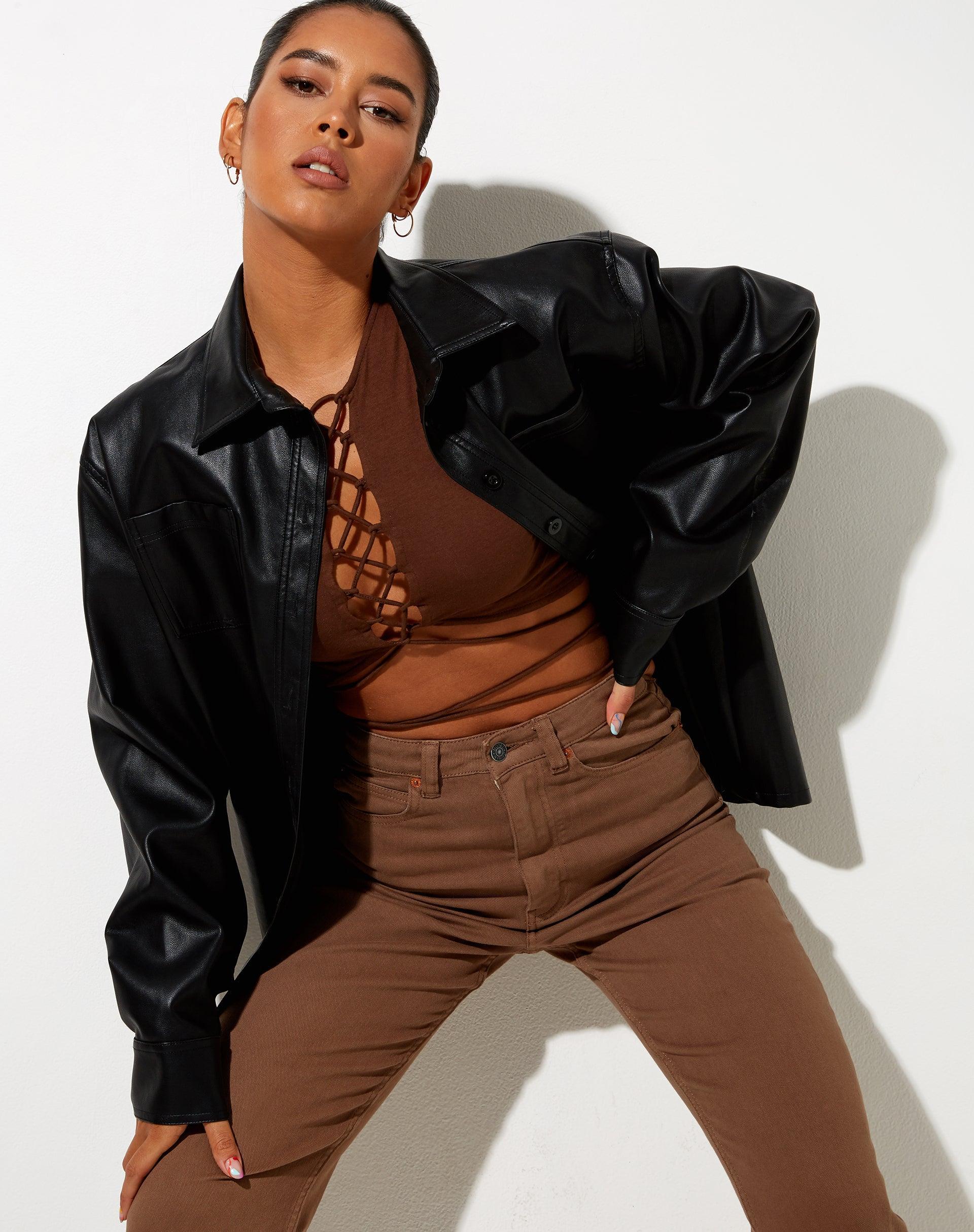 Giwta Crop Top in Lycra Cocoa Product Image