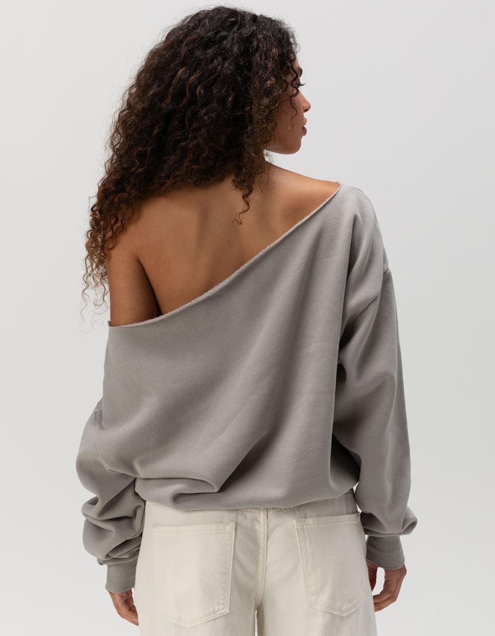 HONDA Off The Shoulder Womens Sweatshirt - GRAY Product Image