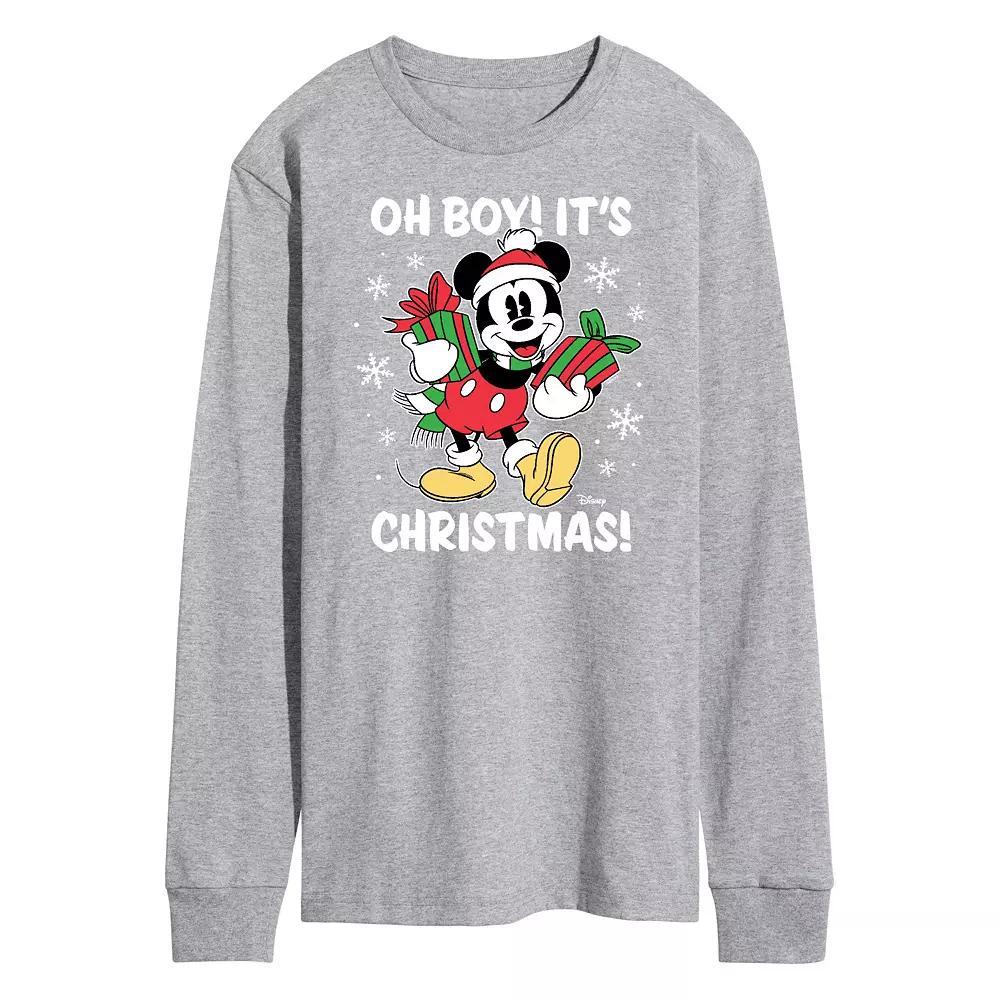 Disney's Men's Oh Boy Its Christmas Long-sleeved Tee, Size: XXL, Gray Product Image