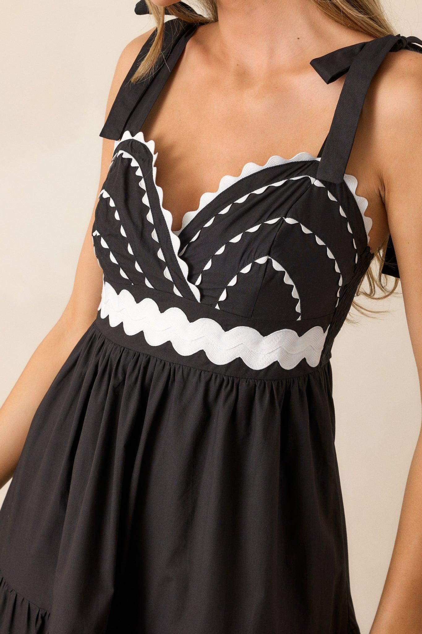 Elegant Edge Cotton Black Ricrac Maxi Dress Product Image