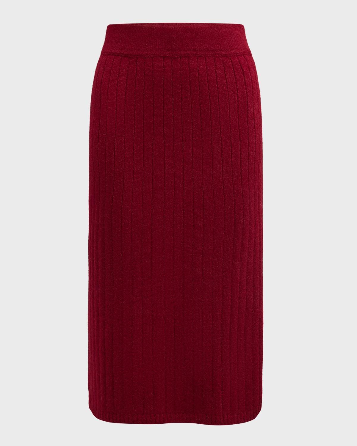 Pia Ribbed Straight Midi Skirt Product Image