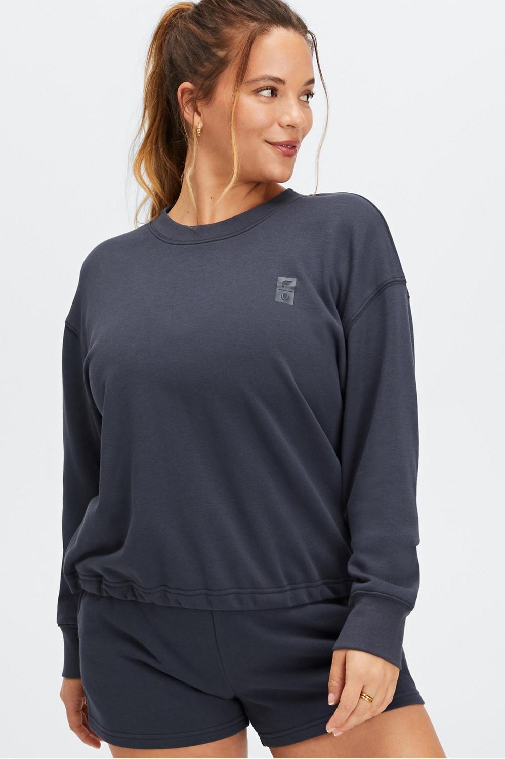 Fabletics Universal Tennis Terry Go-To Crewneck Womens blue plus Size 4X Product Image