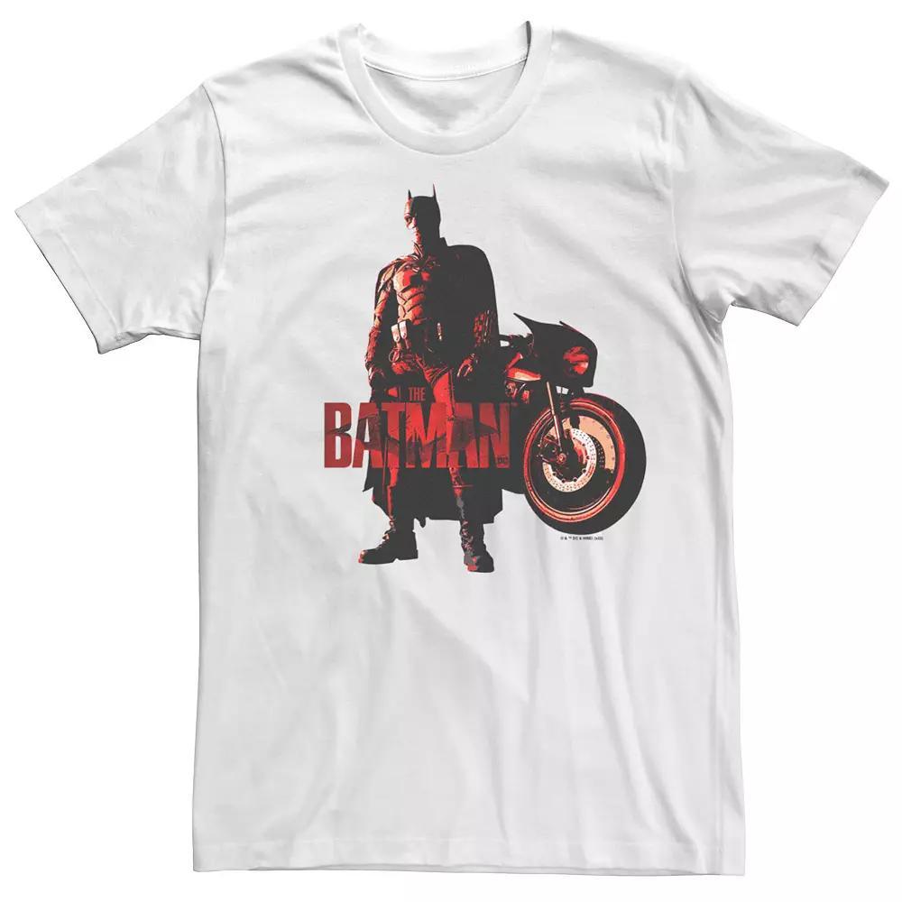 Men's DC Comics The Batman Batcycle Red Light Tee, Size: Small, White Product Image