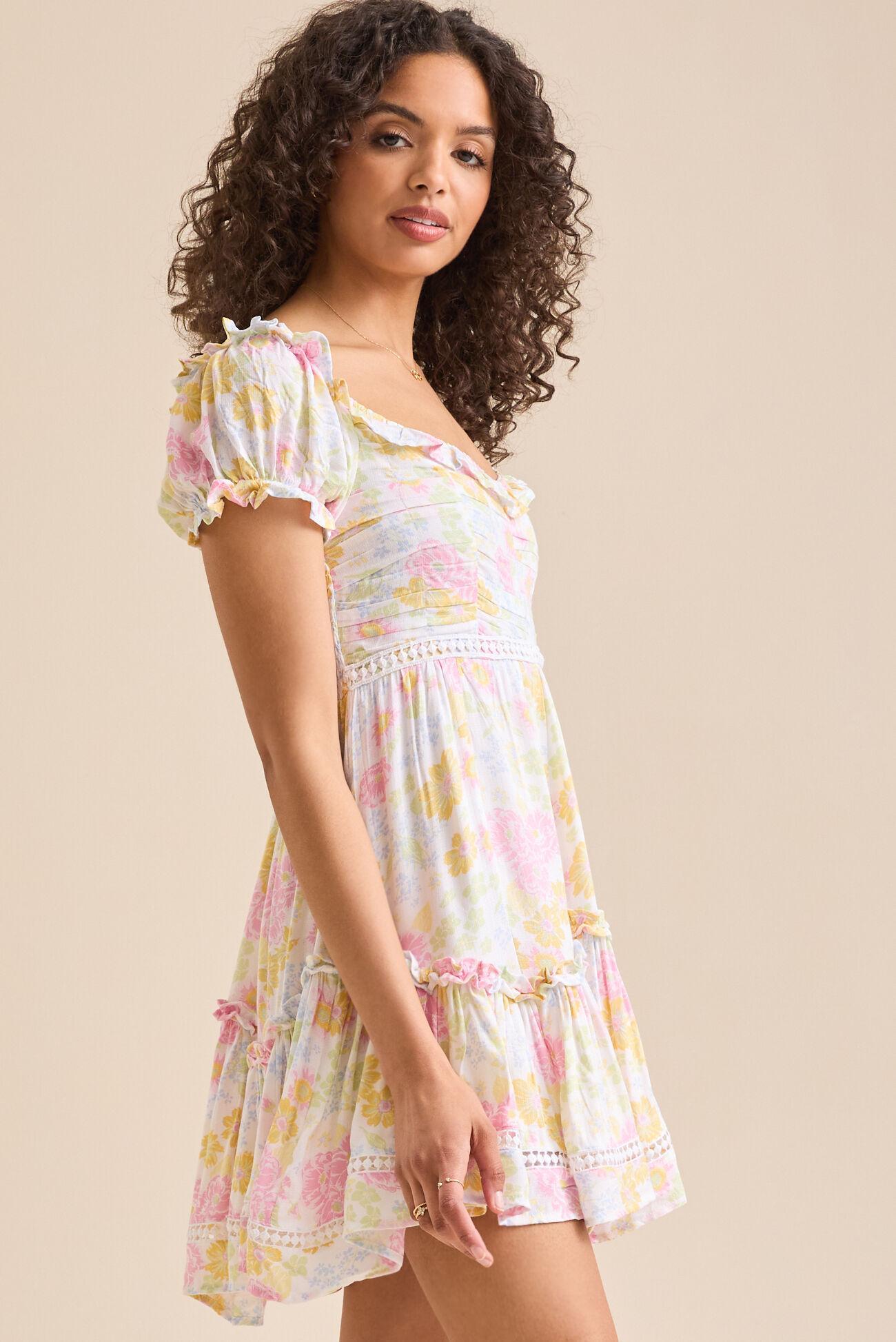 Frances Puff Sleeve Floral Mini Dress Product Image