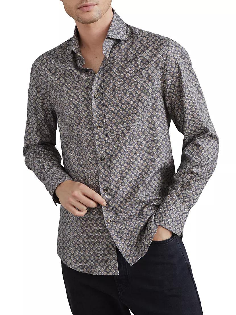 Two Tone Geometric Print Slim Fit Shirt Product Image