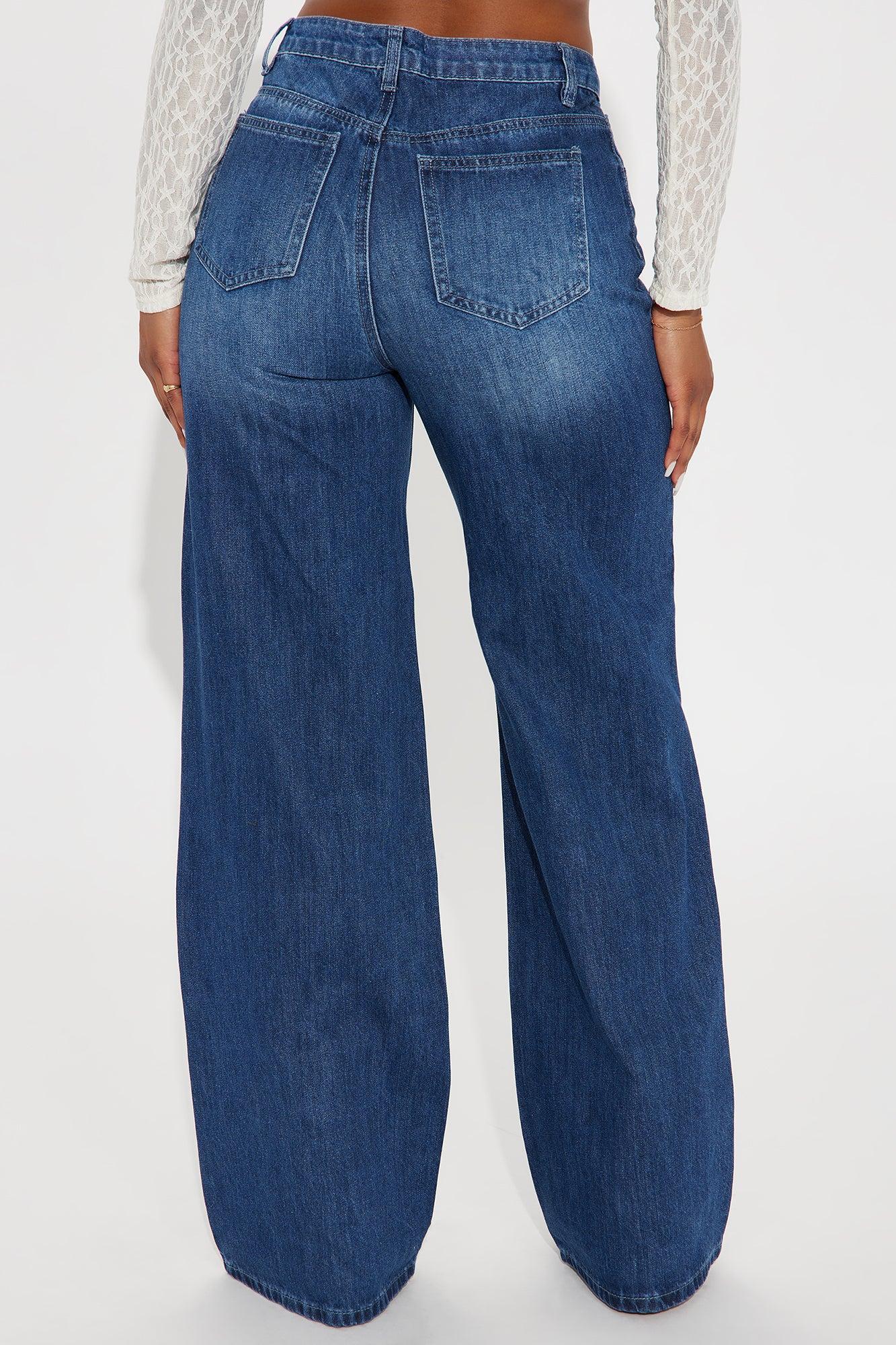 Thrilled To Pieces Wide Leg Patchwork Jeans - Medium Wash Product Image