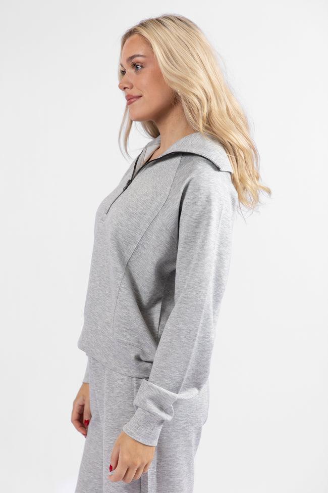 Let's Just Stay Mocha Quarter Zip Knit Pullover FINAL SALE Product Image