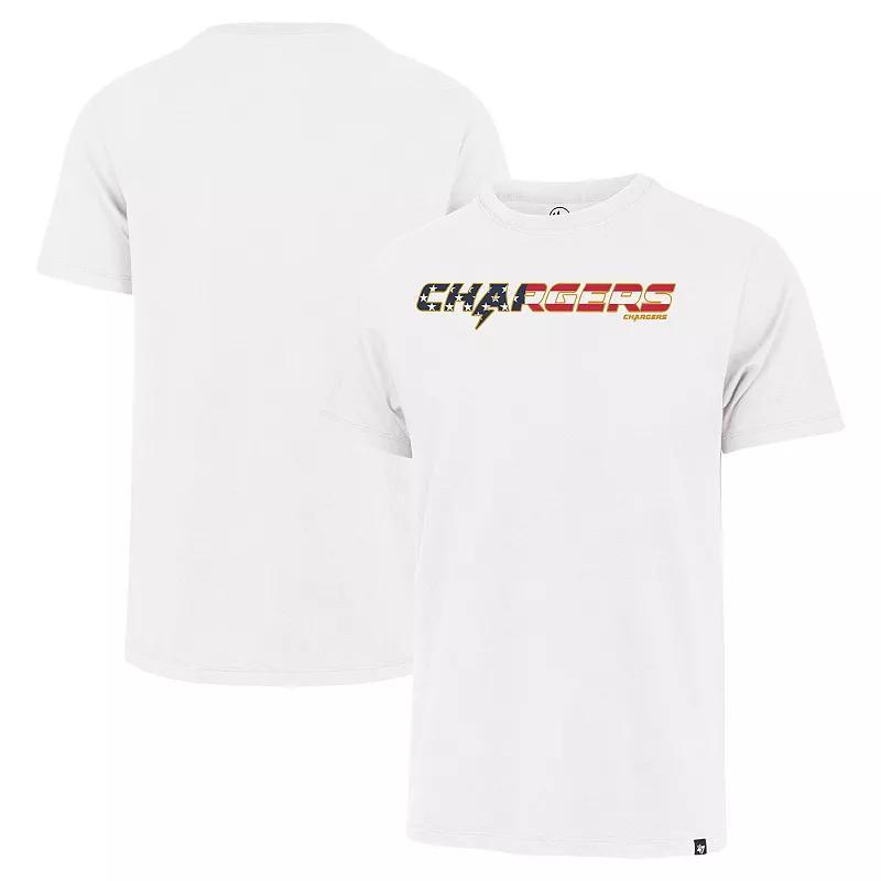 Men's '47 White Los Angeles Chargers Flag Script Franklin T-Shirt, Size: Medium Product Image