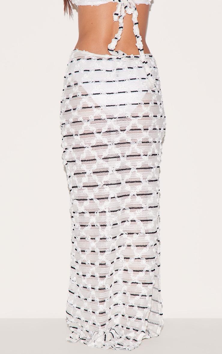 White Textured Stripe Maxi Beach Skirt Product Image