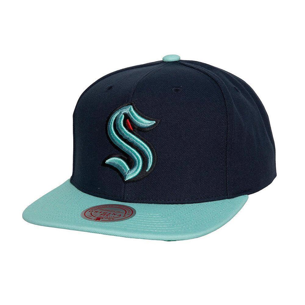 Men's Mitchell & Ness Navy Seattle Kraken Core Team Ground 2.0 Snapback Hat, Krk Blue Product Image