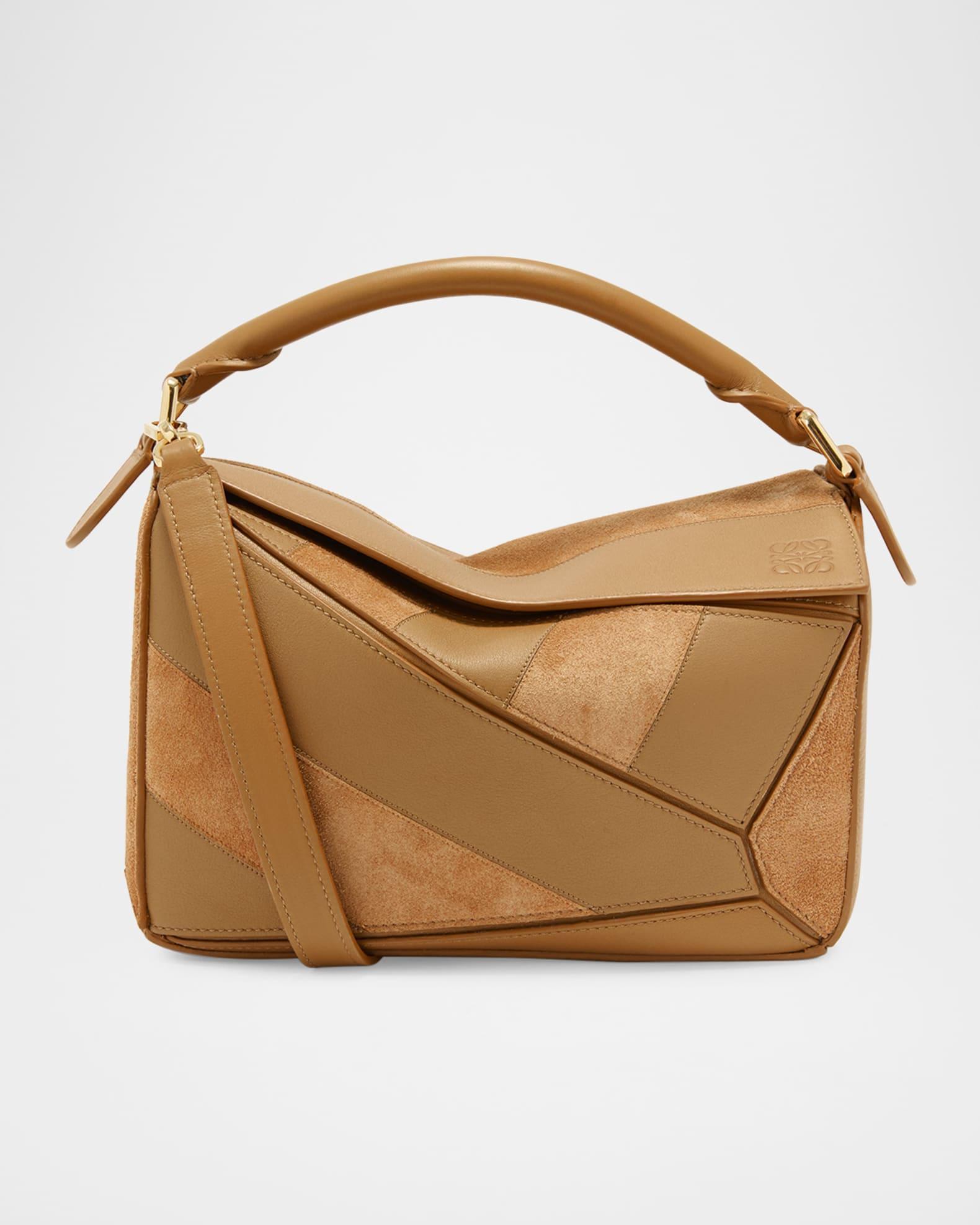 Puzzle Small Striped Top-Handle Bag in Leather & Suede Product Image