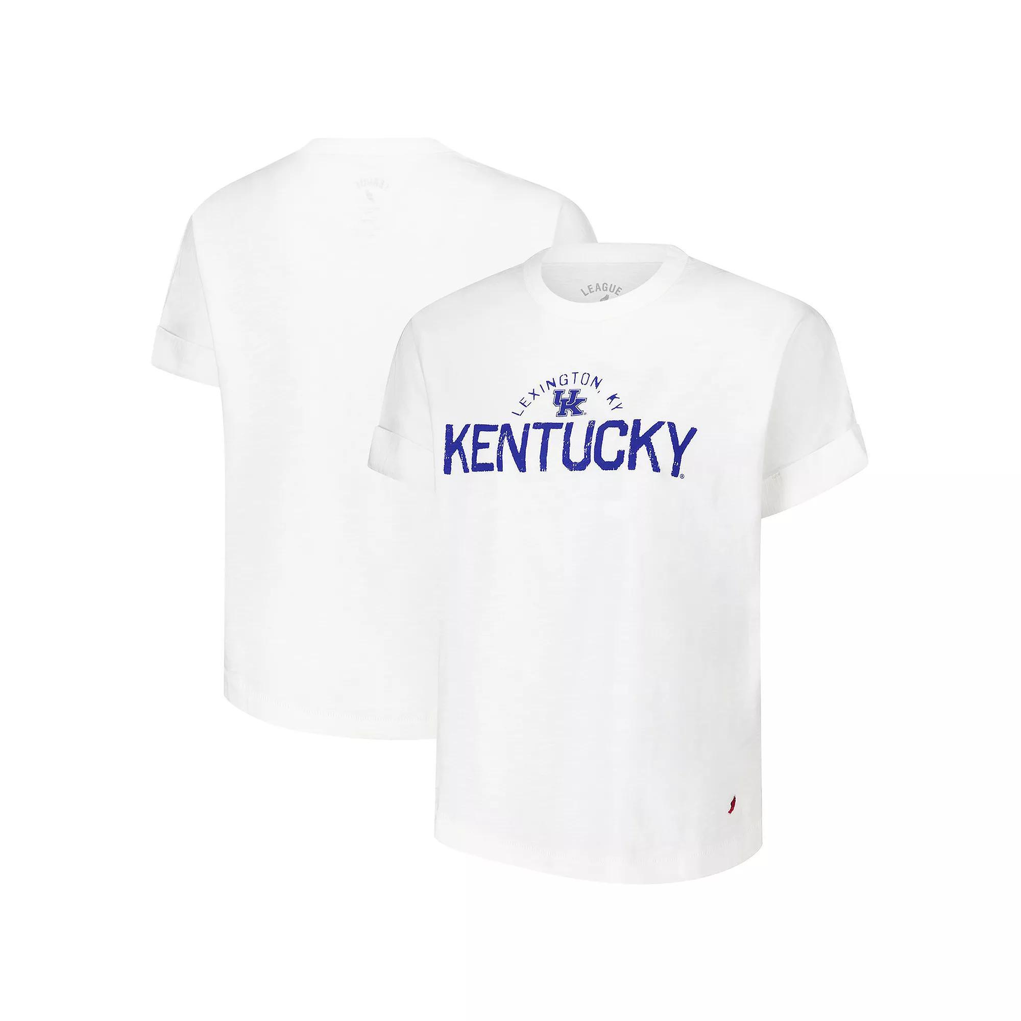 Women's League Collegiate Wear White Kentucky Wildcats Slub Rolled Cuff T-Shirt, Size: XL Product Image