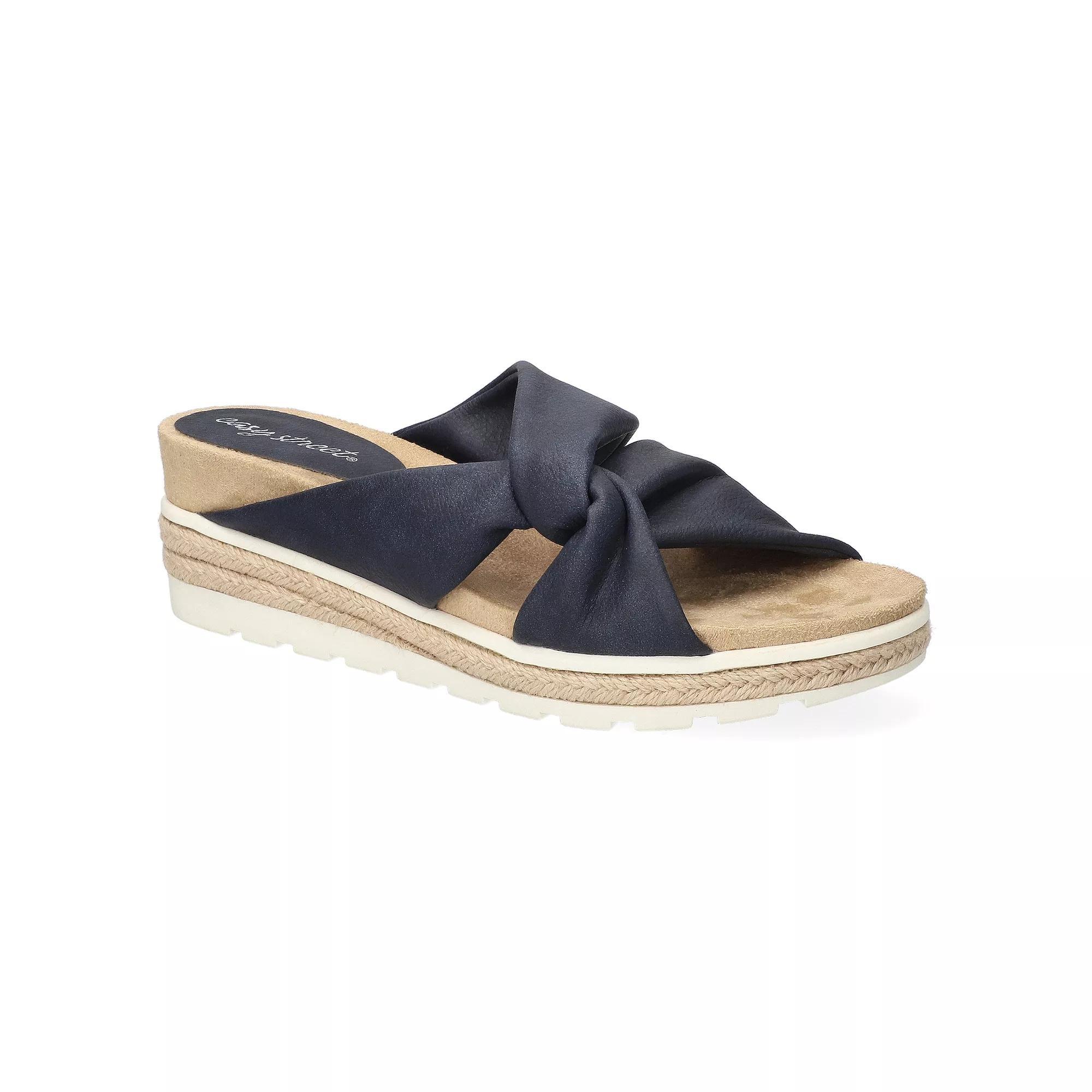 Easy Street Ja Knotted Wedge Women's Slide Sandals, Size: 7.5, Blue Product Image