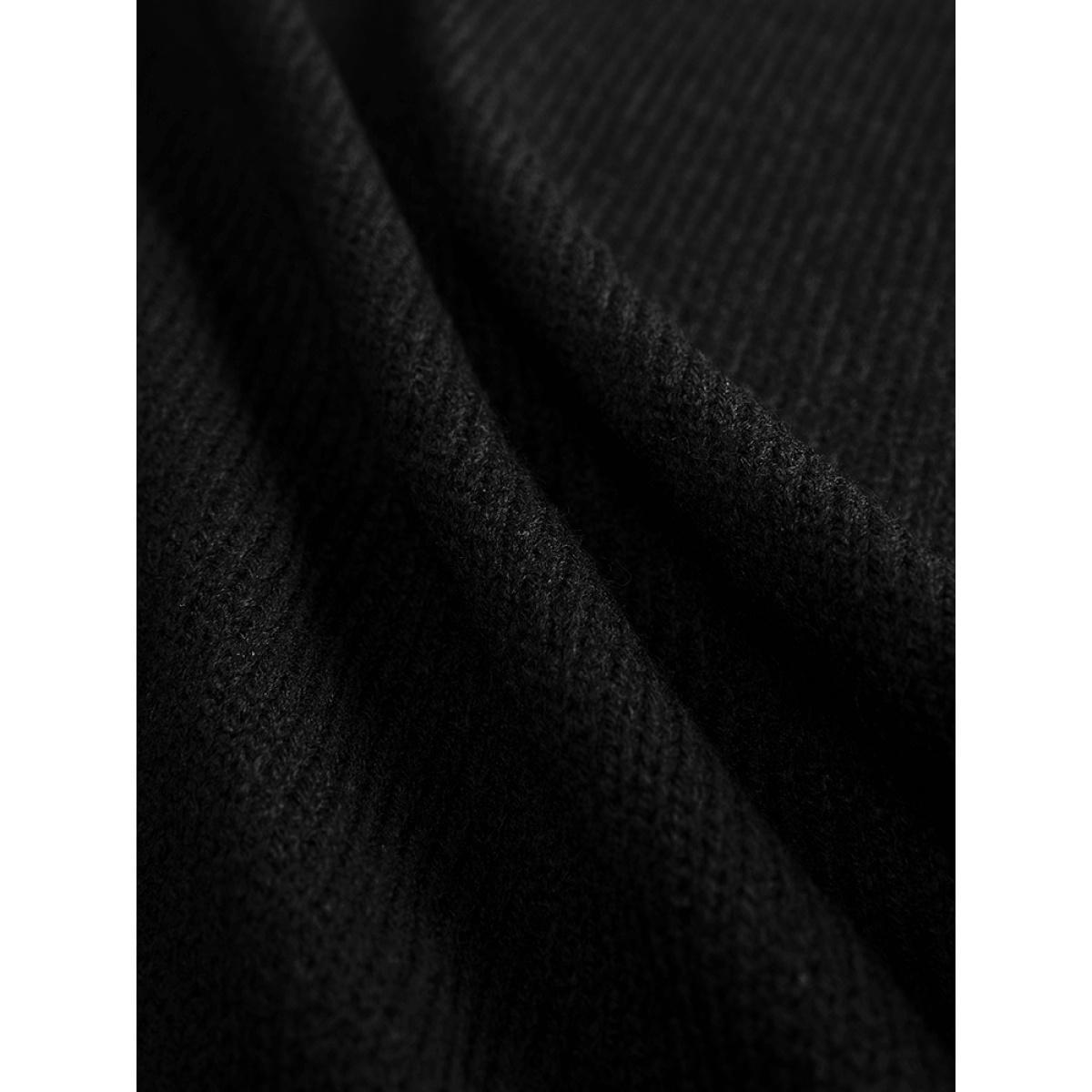 Plus Size Beaded Split Side Patched Pocket Cardigan Black Women Casual Loose Long Sleeve Everyday Cardigans BloomChic 28/5X Product Image