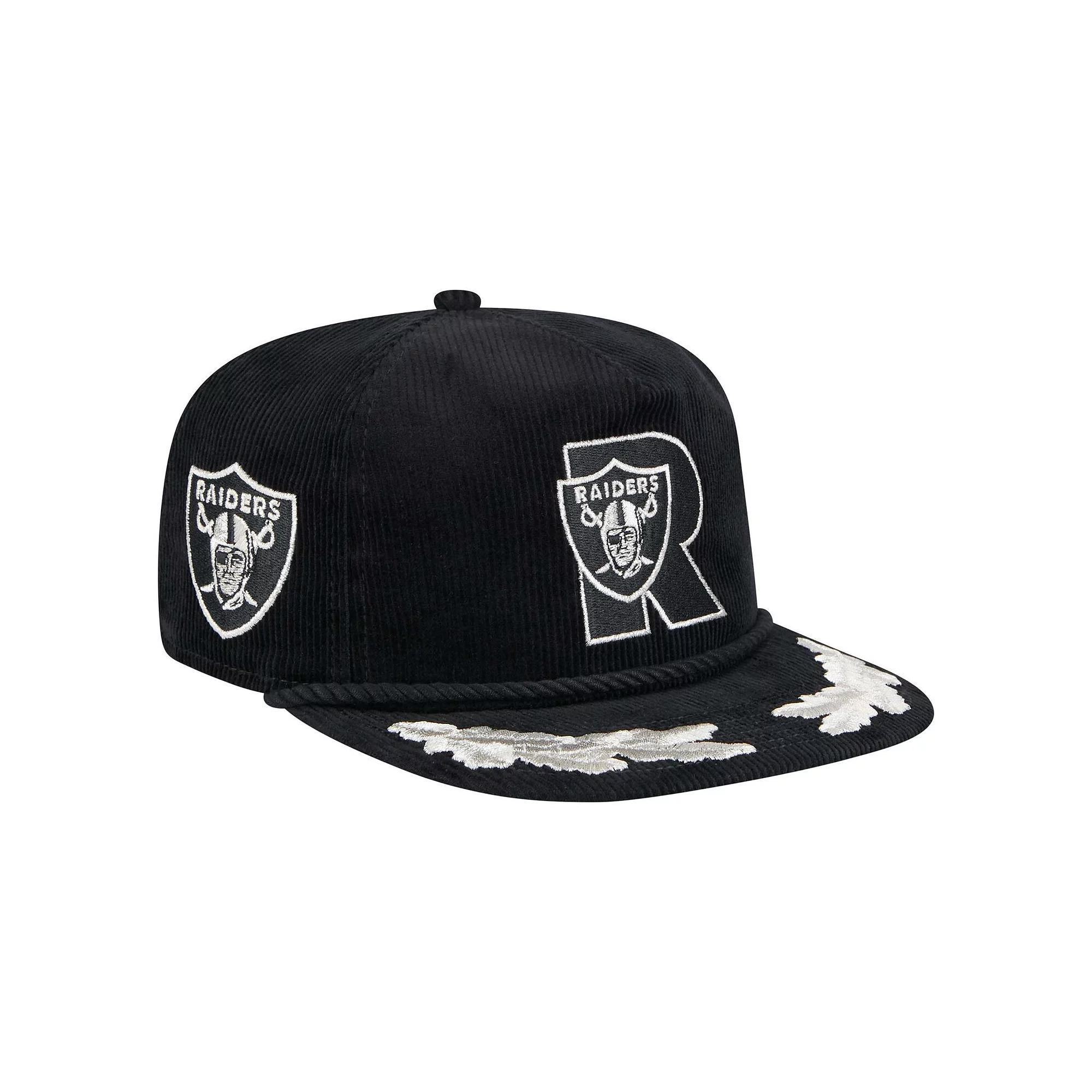 Mens New Era Black Las Vegas Raiders City Originals Corduroy Skipper Golfer Snapback Hat Product Image