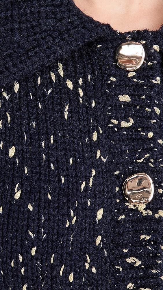 Self Portrait Navy Metallic Merino Cardigan | Shopbop Product Image