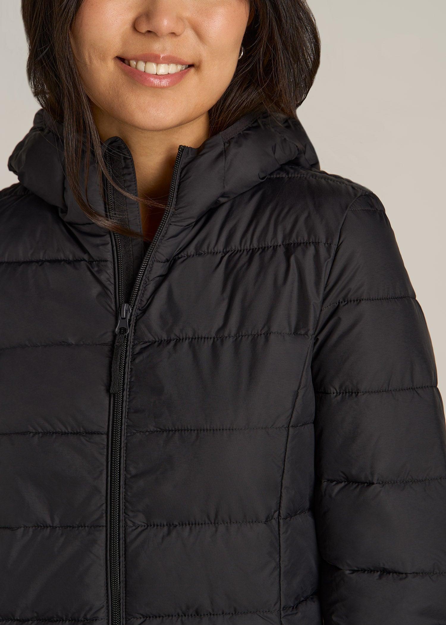 Packable Puffer Jacket for Tall Women in Black Product Image