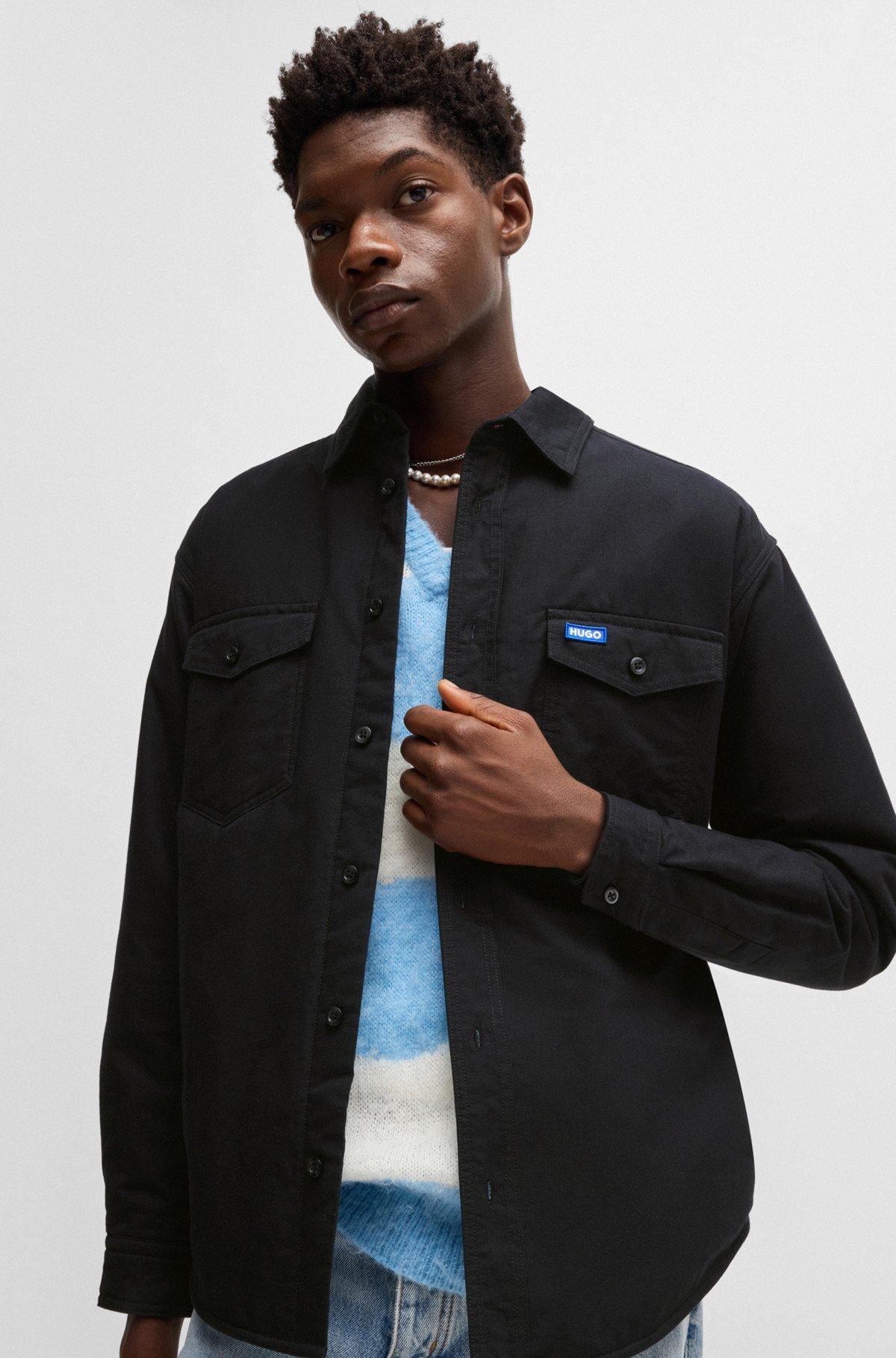 Oversize-fit padded overshirt in Oxford cotton Product Image