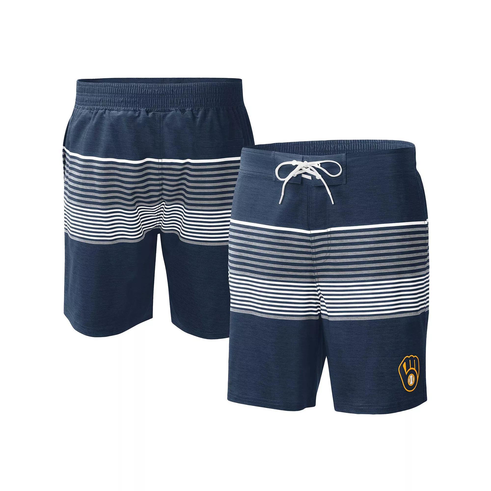 Men's G-III Sports by Carl Banks  Navy Milwaukee Brewers Coastline Volley Swim Shorts, Size: 2XL, Blue Product Image