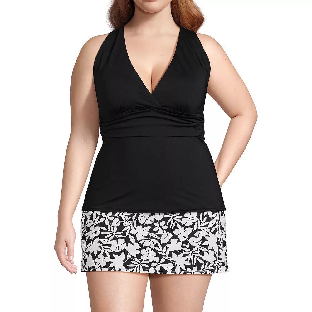 Plus Size Lands' End V-Neck Plunge X Back Tankini Swim Top, Women's, Size: 2XL, Garden Floral Product Image