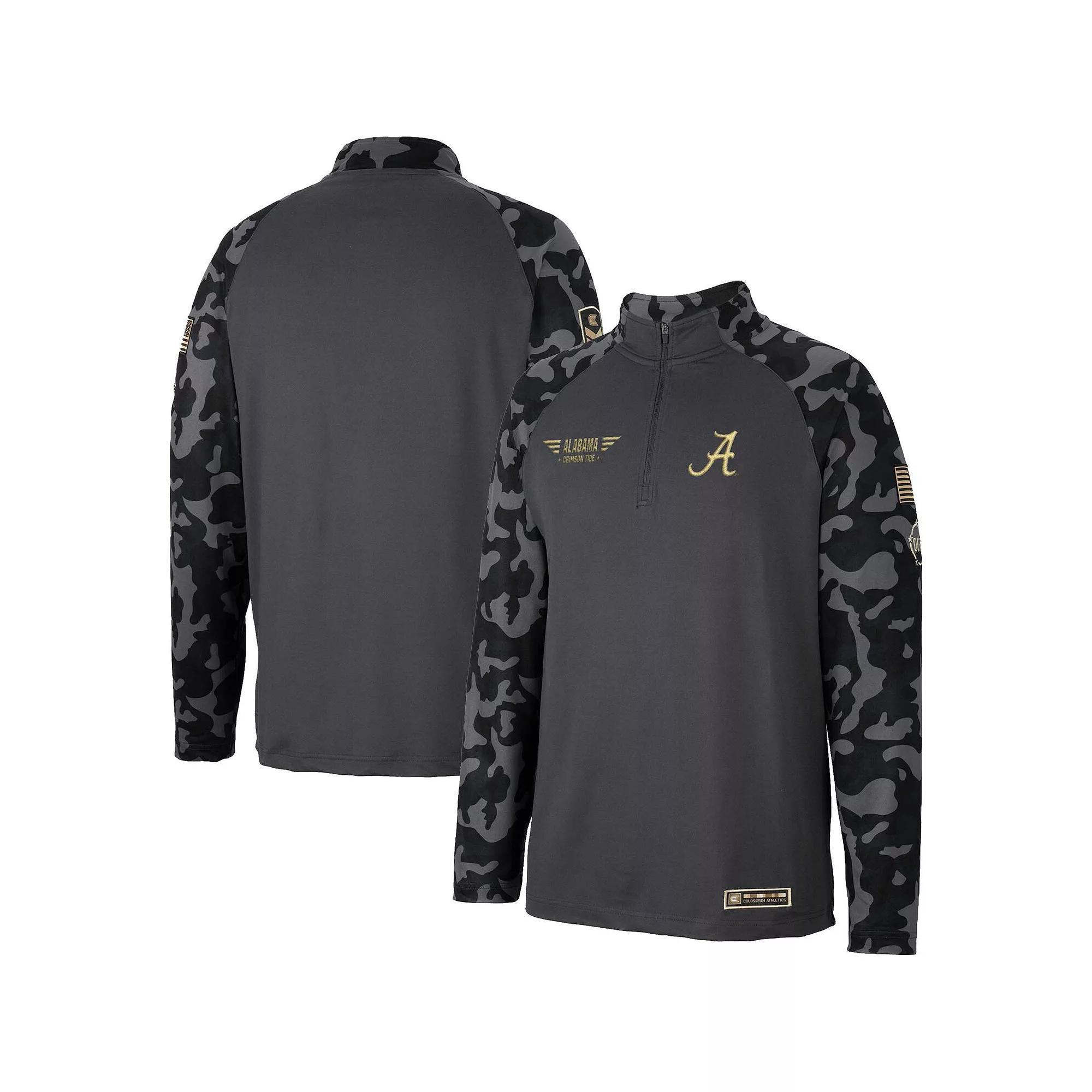 Men's Colosseum Charcoal Colorado State Rams OHT Military Appreciation Long Range Raglan Quarter-Zip Jacket, Size: Medium Product Image