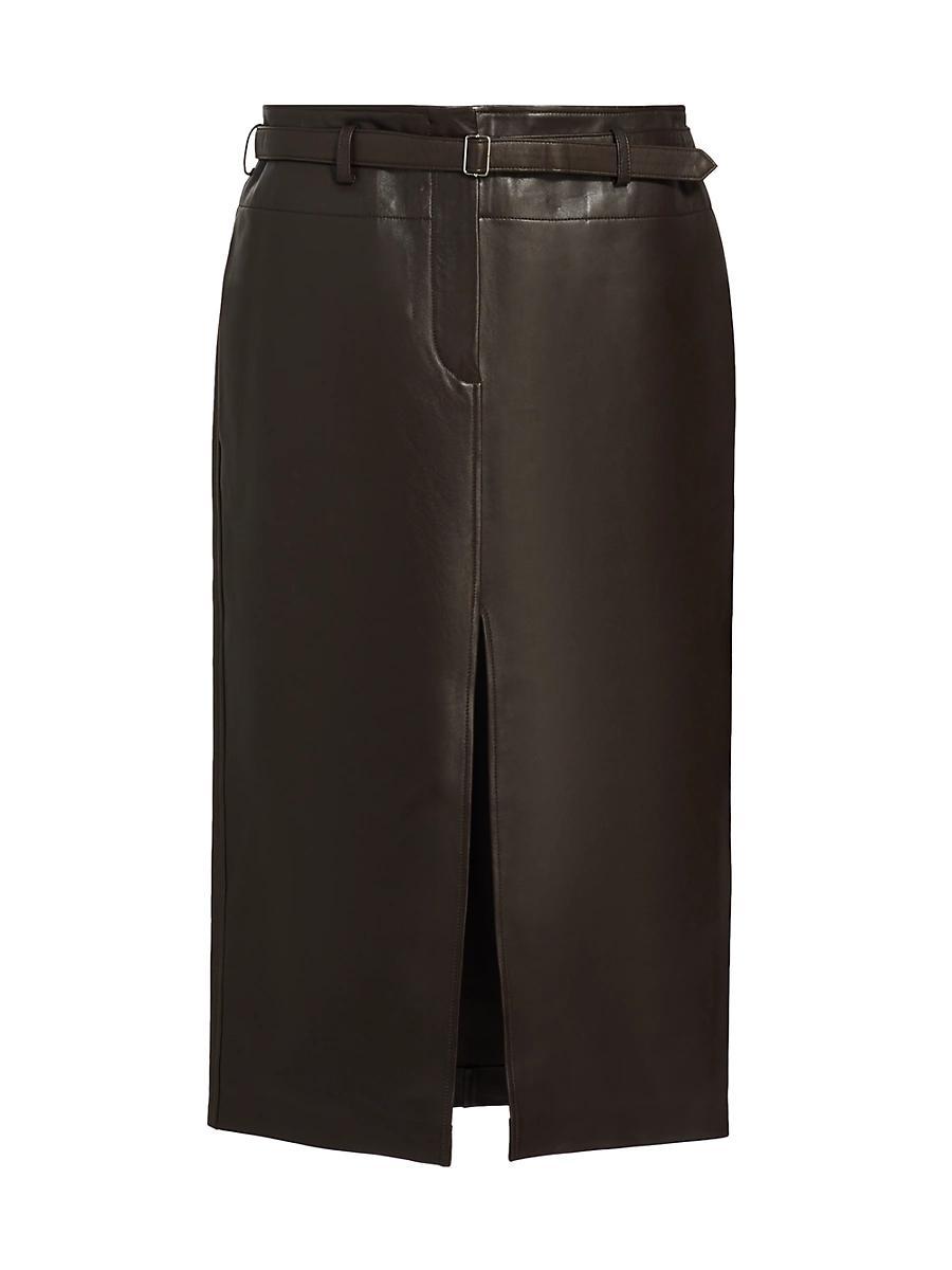 Womens Leather Belted Pencil Skirt Product Image