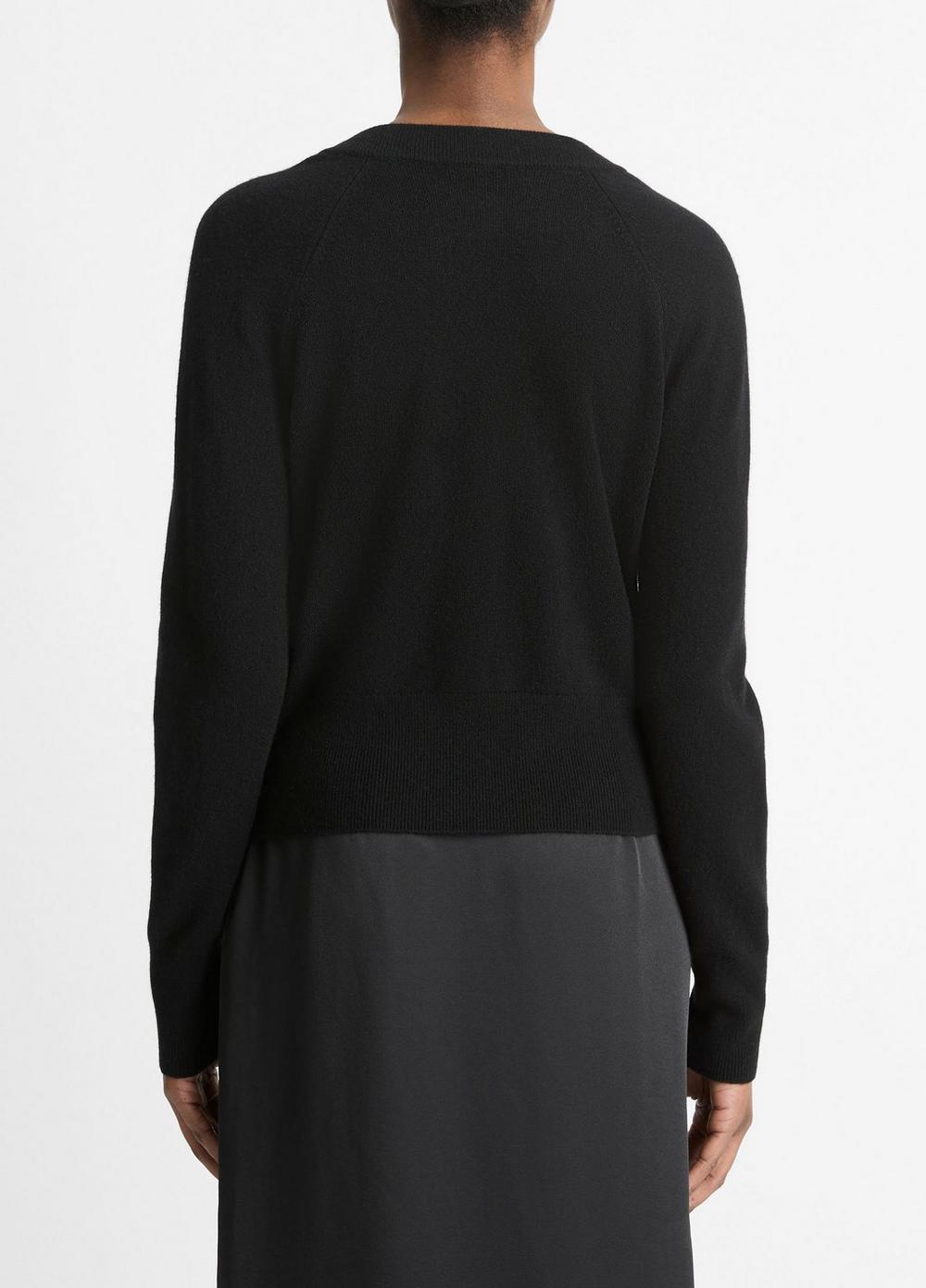 Womens Velvet-Trim Wool-Blend Cardigan, Black, Size S Vince Product Image
