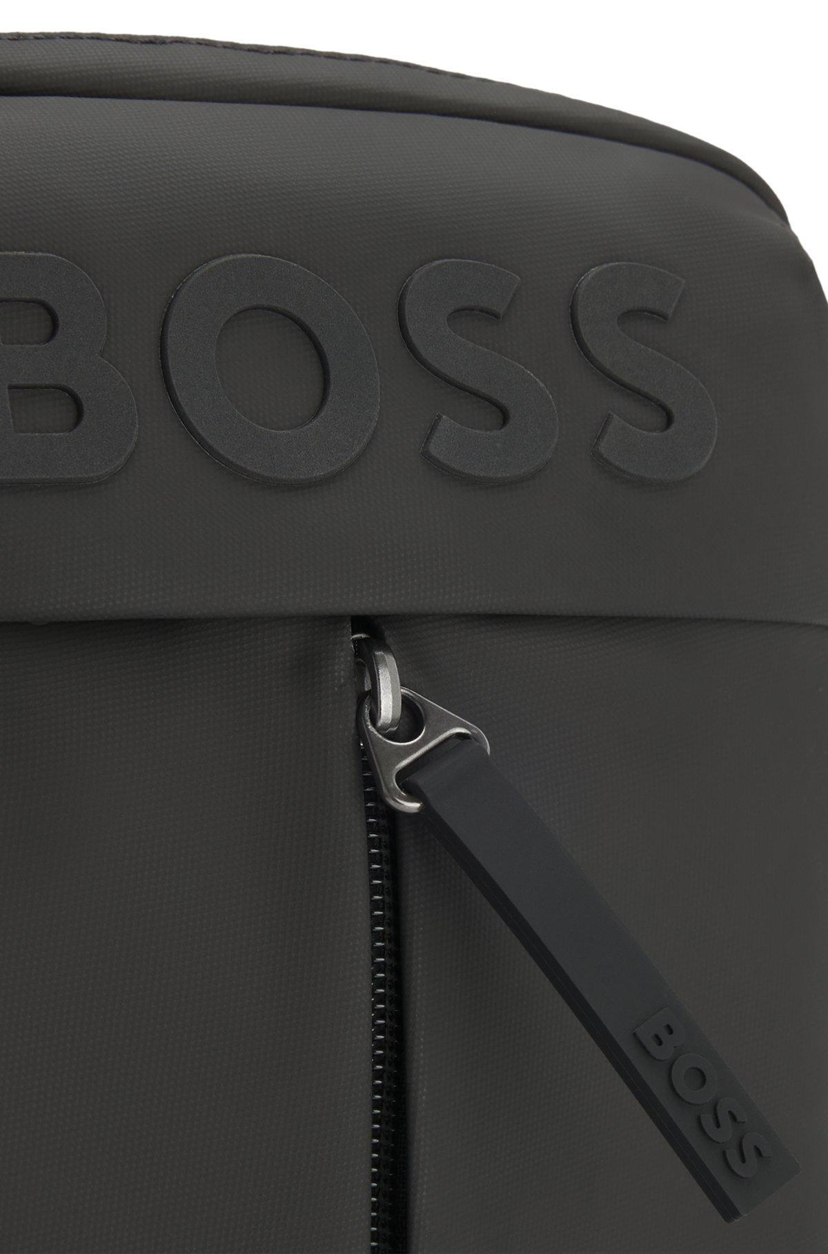 Faux-leather reporter bag with tonal logo Product Image