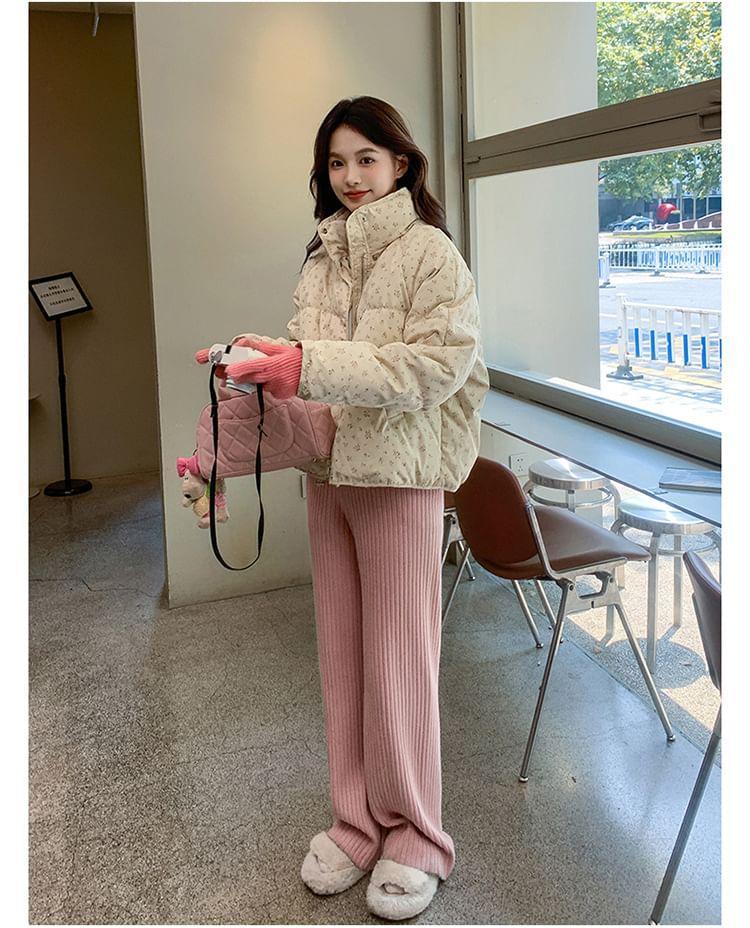 Floral Print Padded Zip Jacket Product Image
