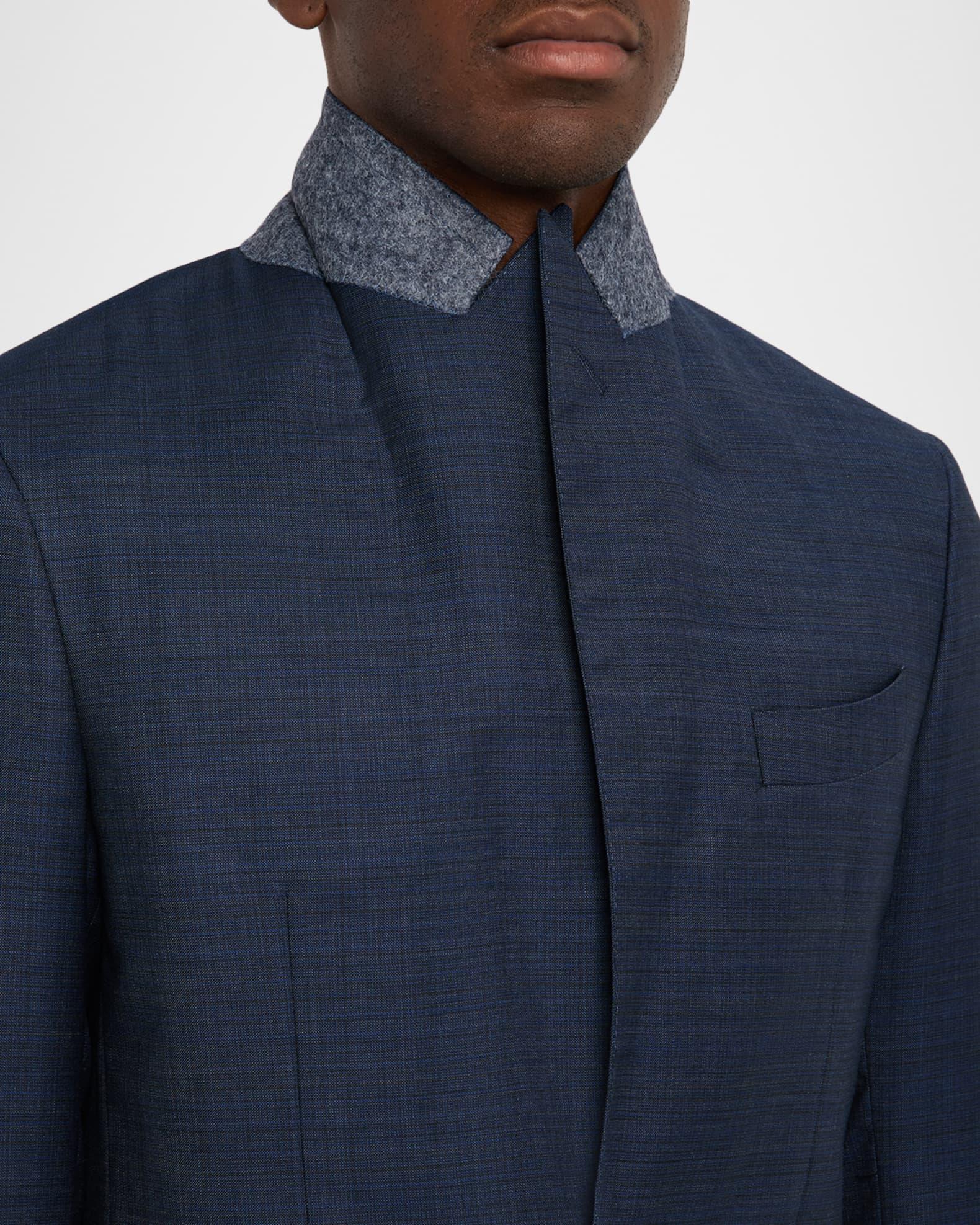 Men's Denim Effect Wool Peak Lapel Suit Product Image