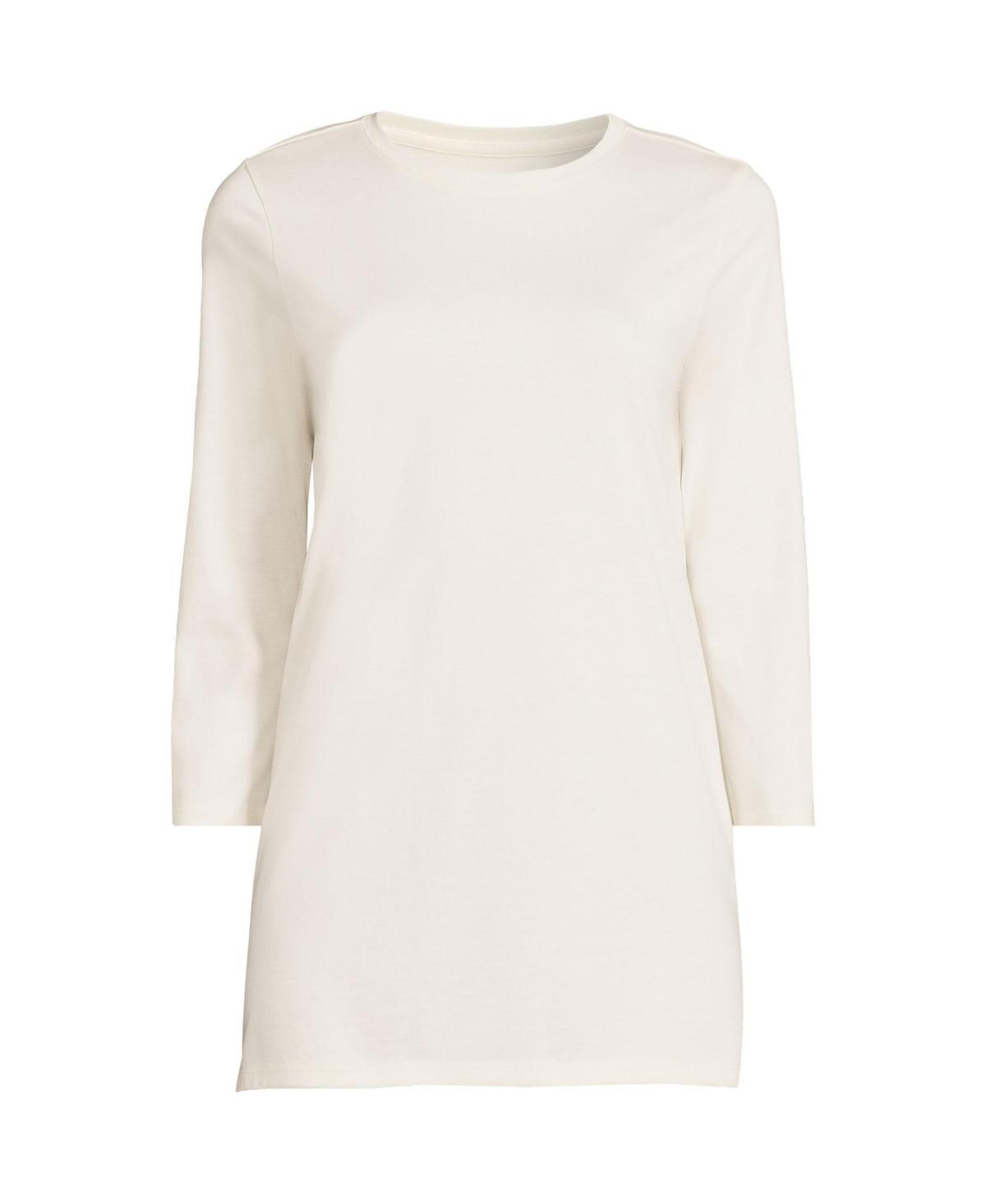Women's Lands' End Supima Cotton Crewneck Tunic, Size: XL, Fresh Ivory Product Image