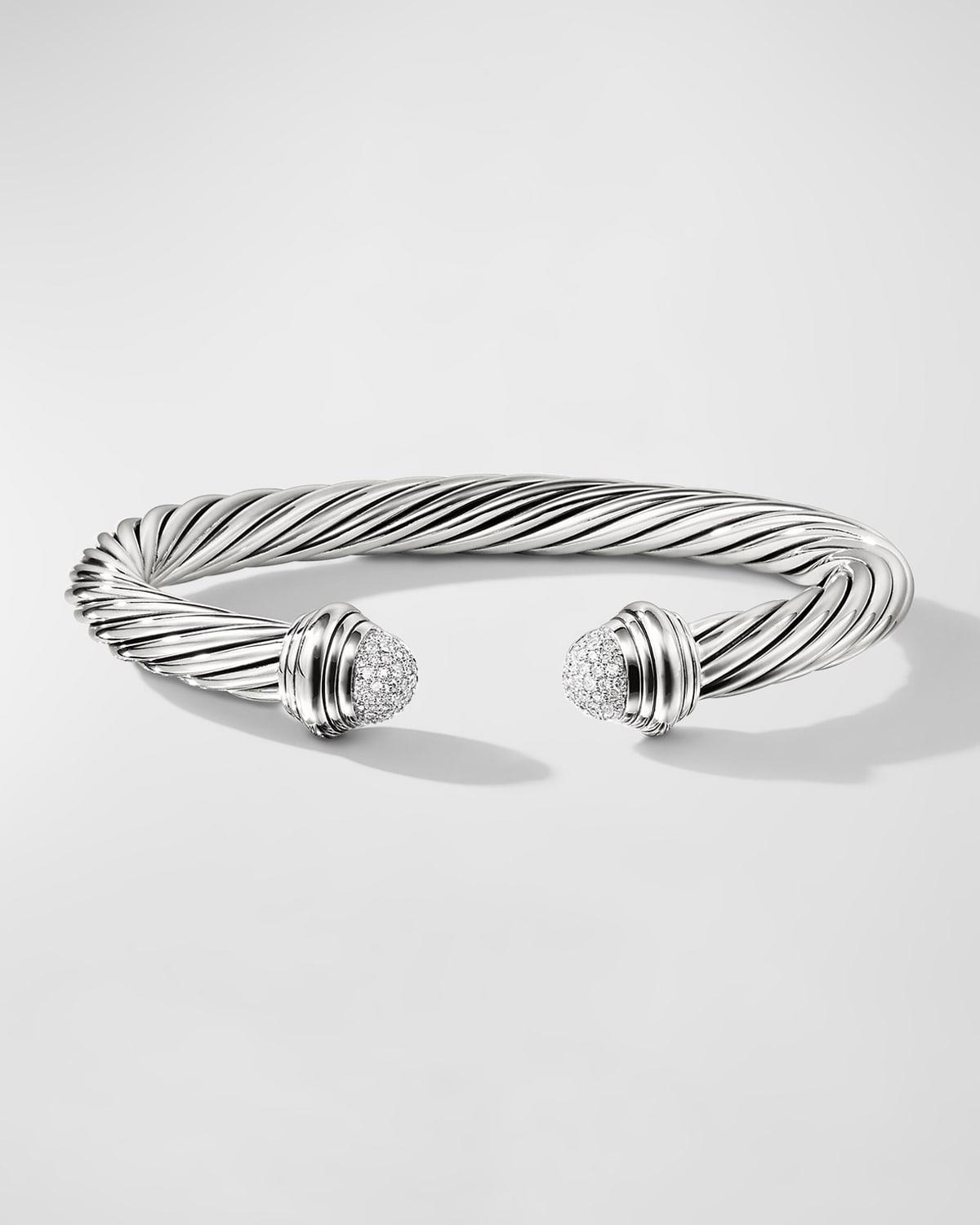 David Yurman Sterling Silver Cable Bracelet with Diamonds Product Image