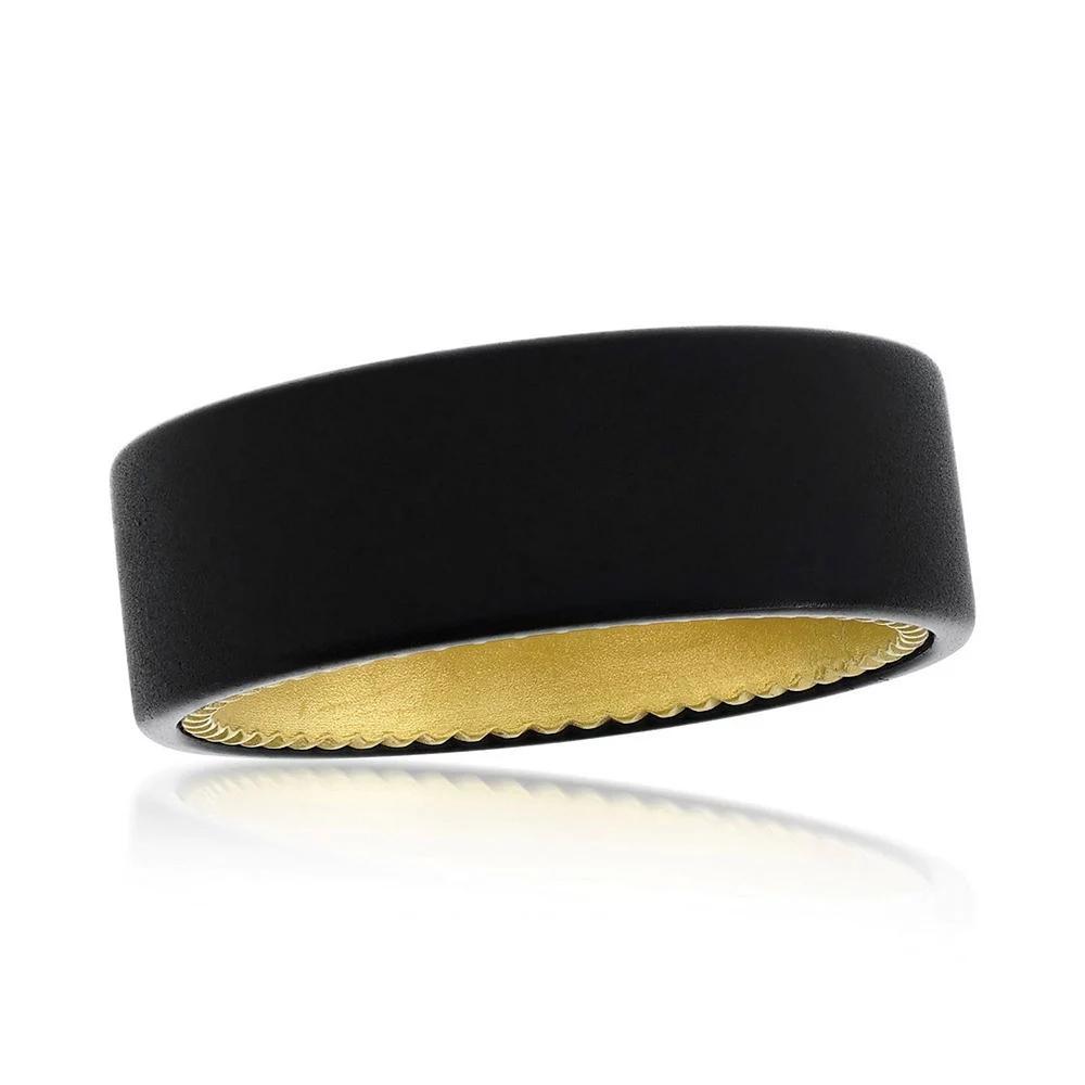 Metallo Matte Black & Gold-Tone Tungsten Ring, Men's, Size: 11 Product Image