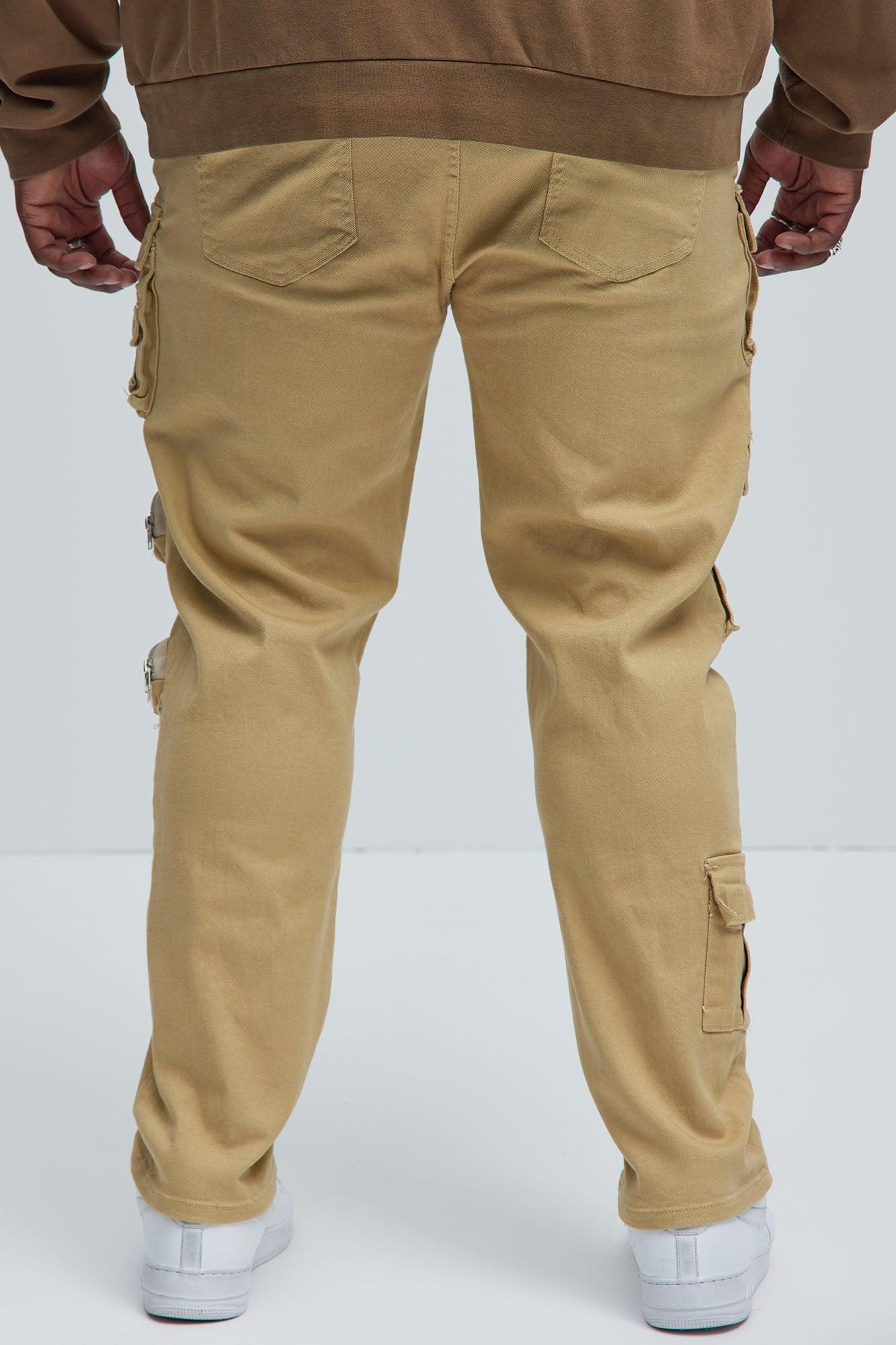 More Than One Cargo Pocket Slim Jeans - Khaki Product Image