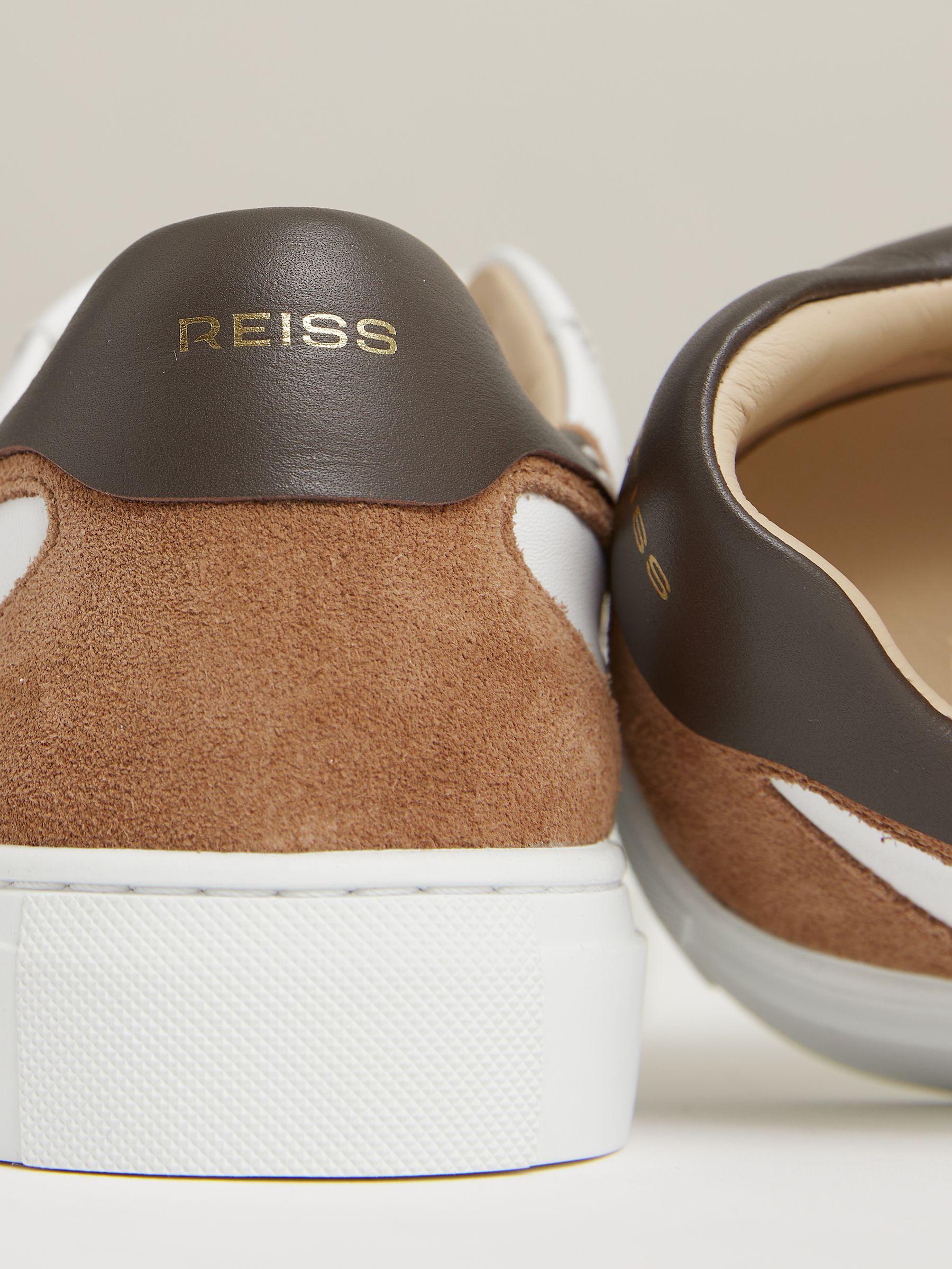 Leather Contrast Detail Trainers in Chocolate/White Product Image