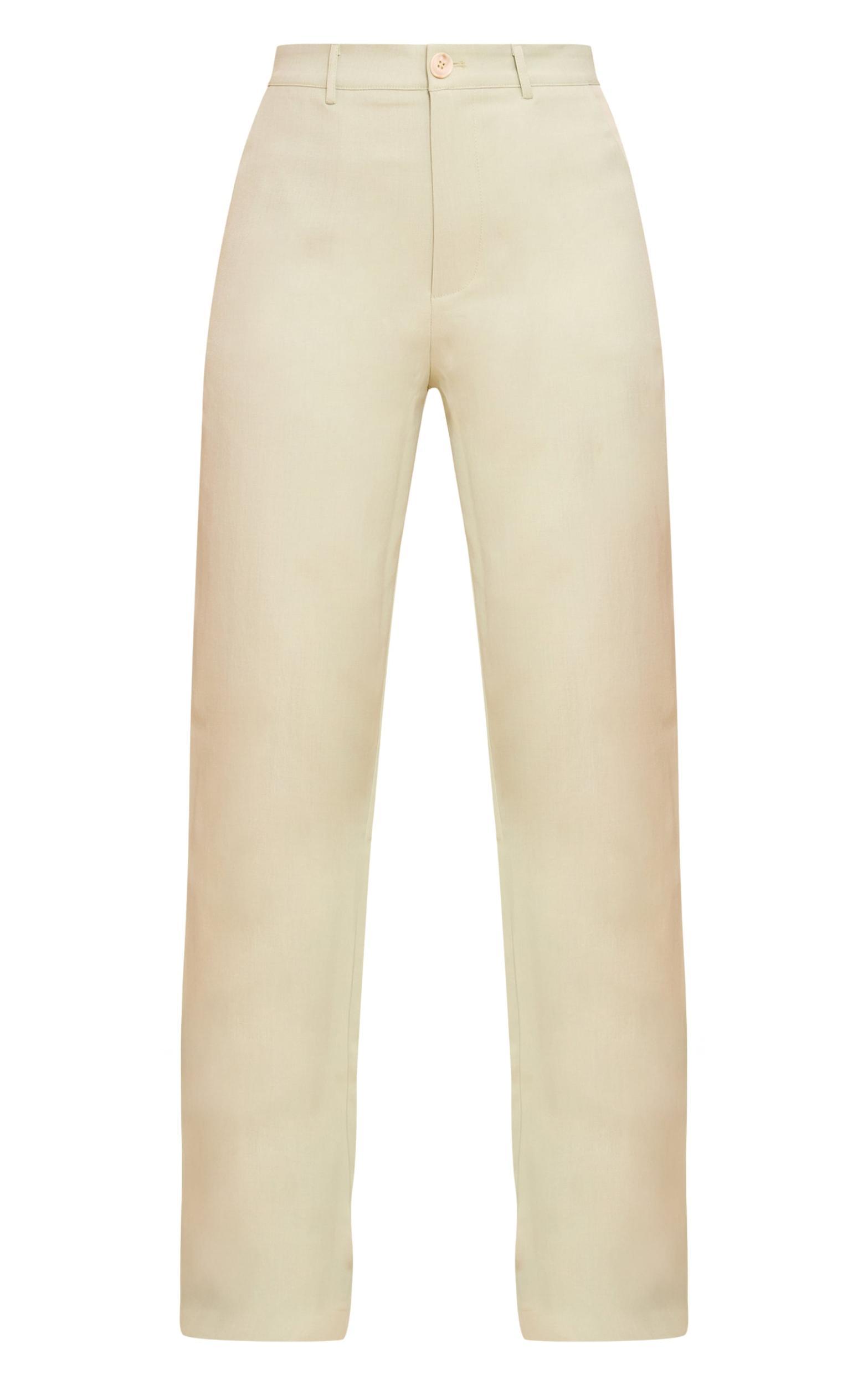 Pale Lime Tailored Woven Wide Leg Pants Product Image