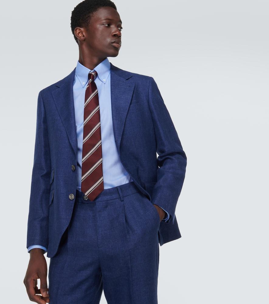 BRUNELLO CUCINELLI Striped Cotton Shirt In Sky Blue Product Image