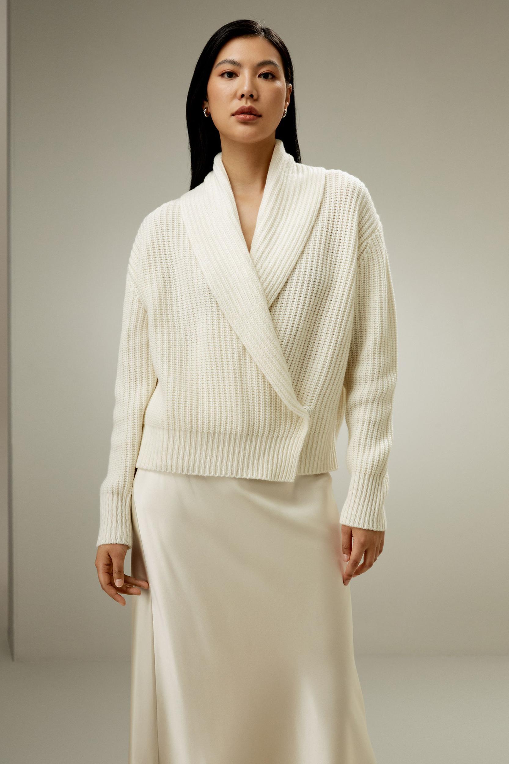 Shawl Collar Drop Shoulder Knit Cardigan Product Image