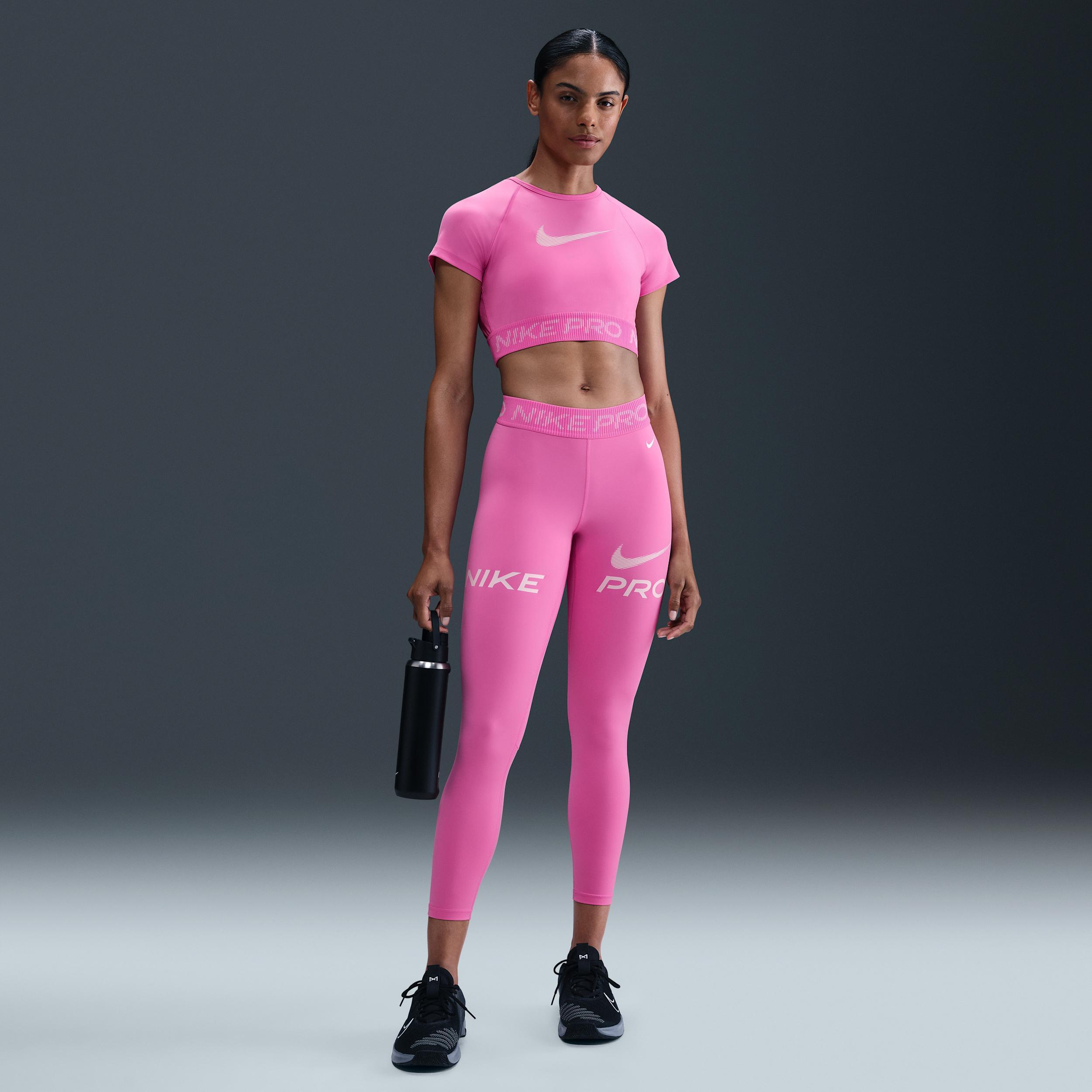 Nike Pro Women's Mid-Rise 7/8 Mesh-Panel Graphic Leggings Product Image