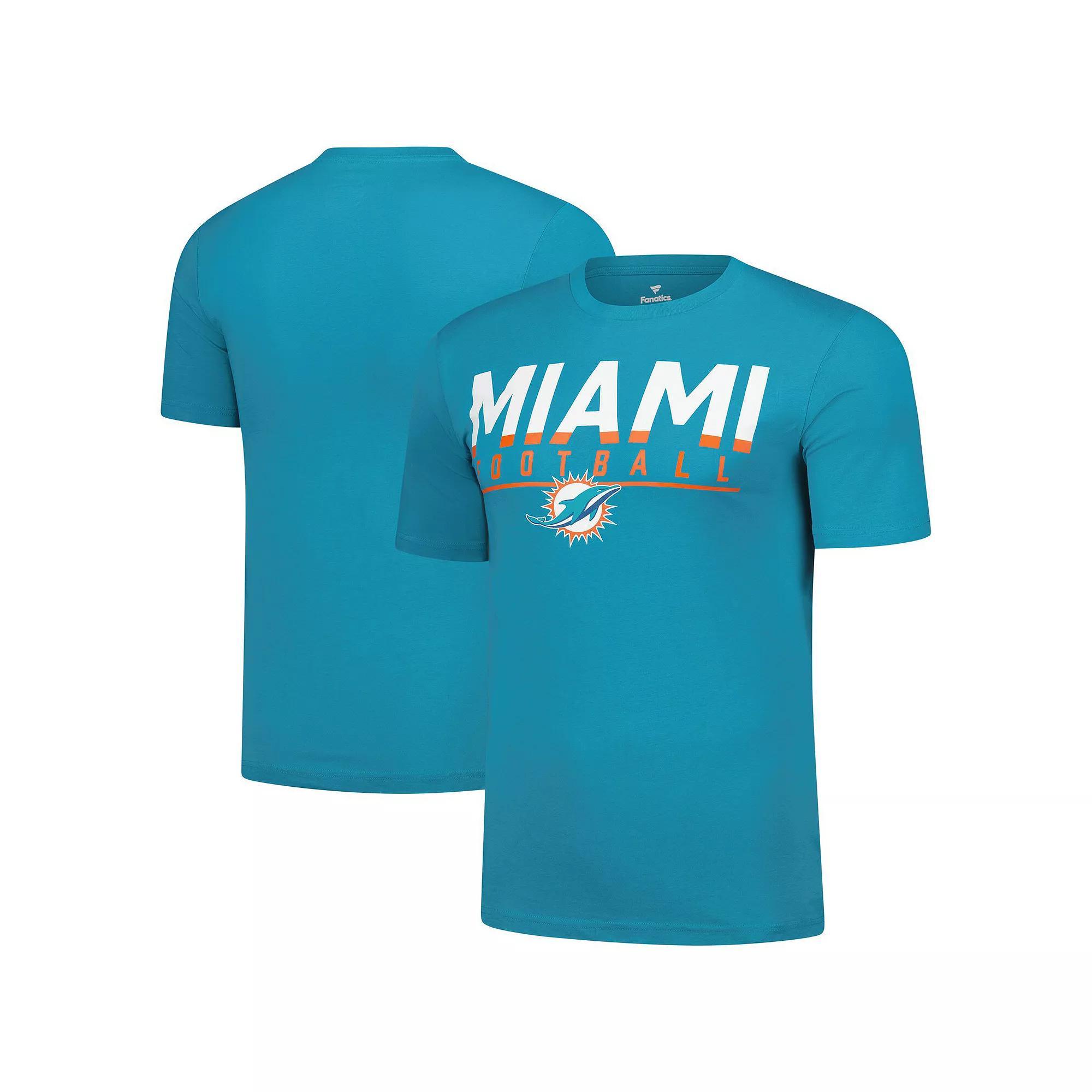 Men's Fanatics  Aqua Miami Dolphins Blocked T-Shirt, Size: Small, Turquoise A Product Image
