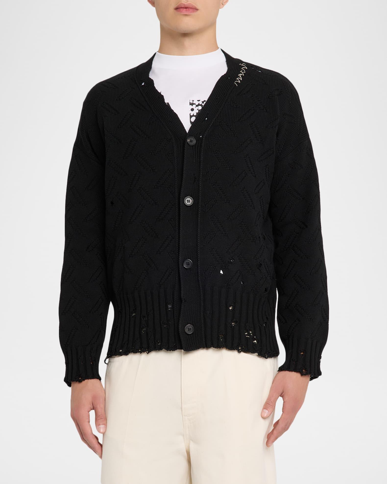 Mens Cotton Knit Shoulder-Logo Cardigan Product Image