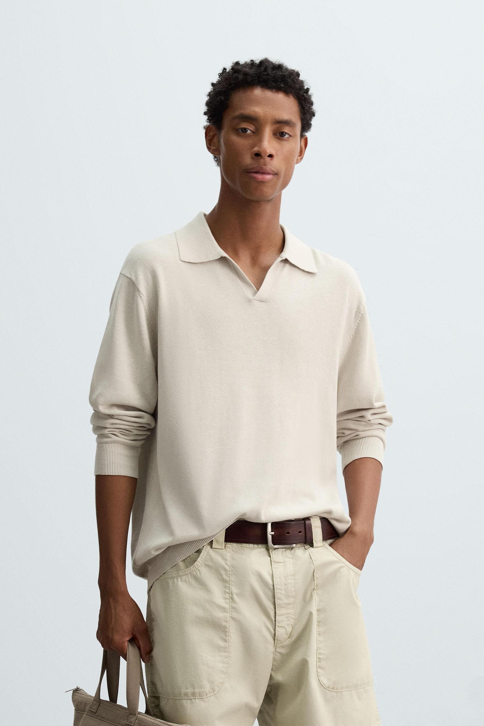 COTTON-HEMP KNIT POLO SHIRT Product Image